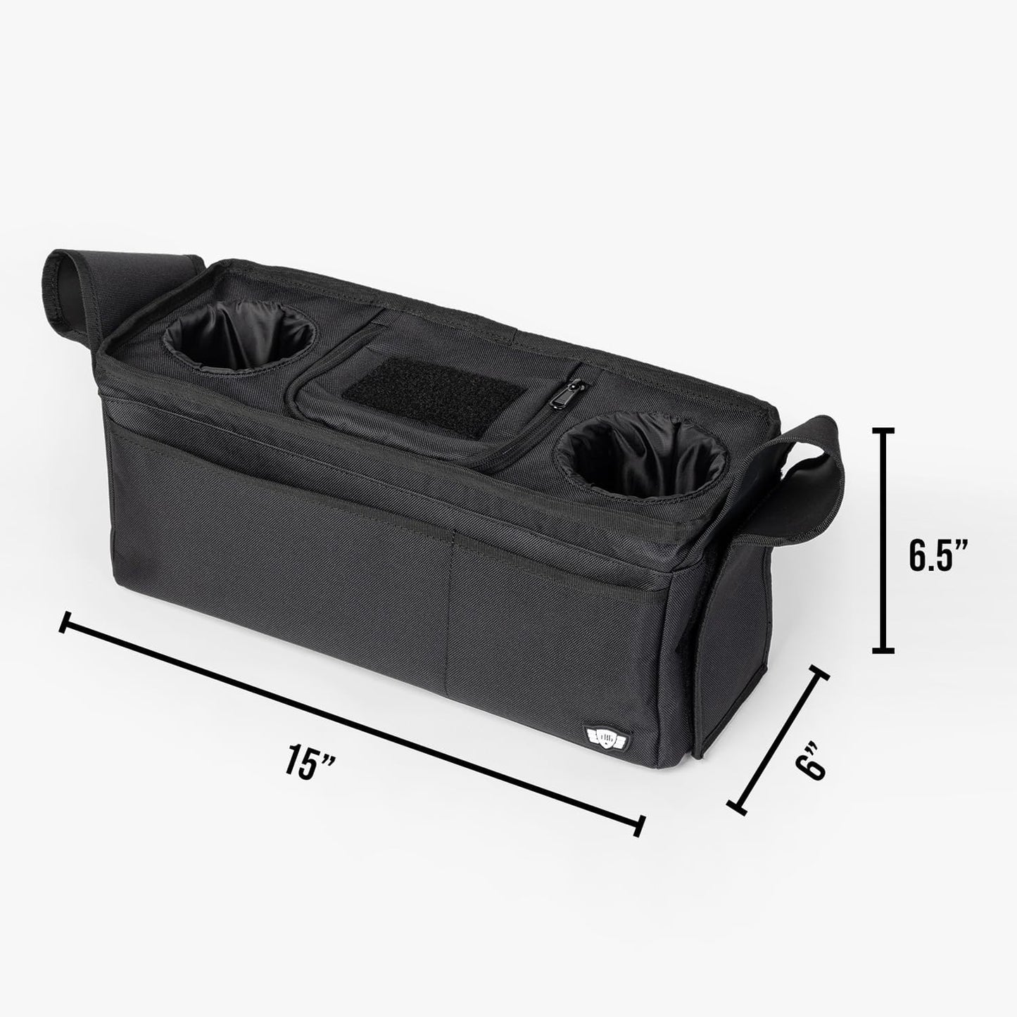 Tactical Baby Gear Stroller Caddy Organizer – Universal Fit Parent Console with Insulated Cup Holders, Cooler Pocket, Front Phone and Keys Storage