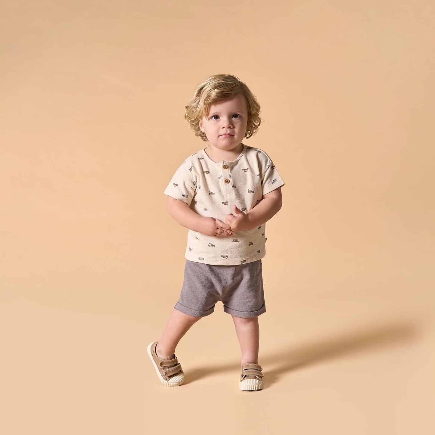 Modern Moments by Gerber Baby Boys' 2-piece Short-sleeve Henley Shirt and Short Set