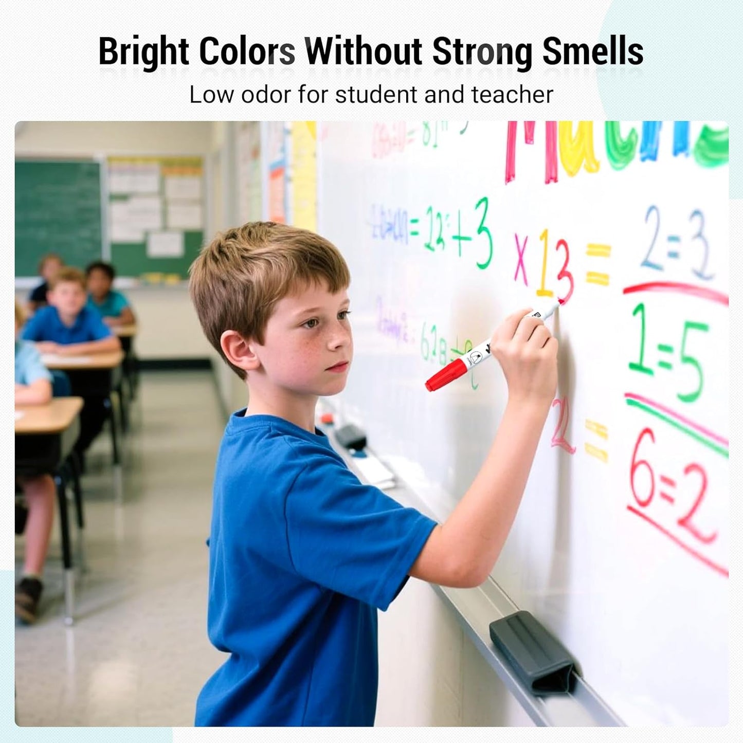 KERIFI Low Odor Dry Erase Markers for Kids, Chisel Tip Whiteboard Markers Non-Toxic, 40 Bulk 12 Assorted Colors Dry Erase Pens for Classroom, School, Teacher, Home & Office Supplies