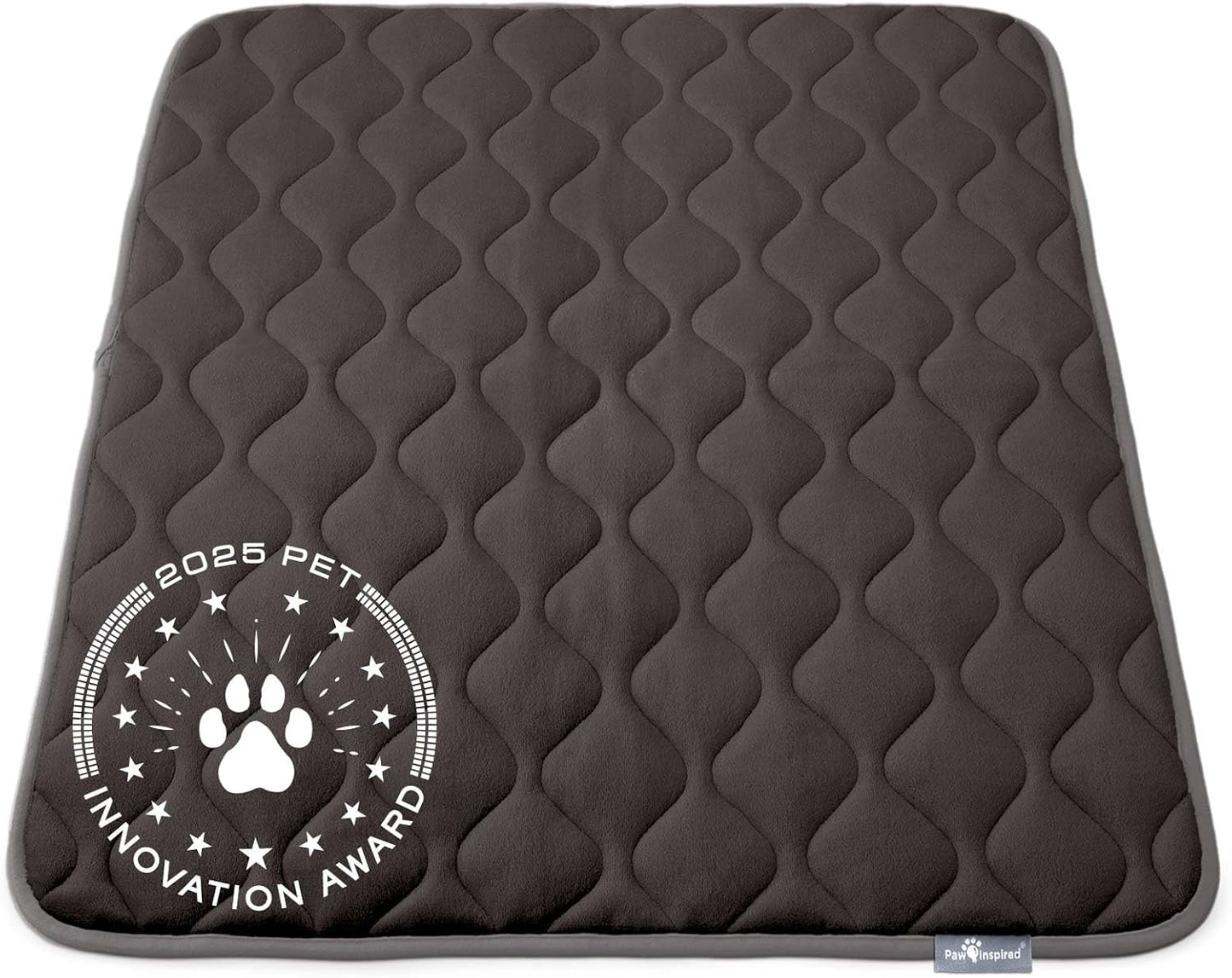 Paw Inspired Washable Padded Crate Mats for Dogs | 41” x 28” Pad, Fits 42-inch Kennels | Leakproof, Waterproof Bottom, Plush Pet Beds (Gray)