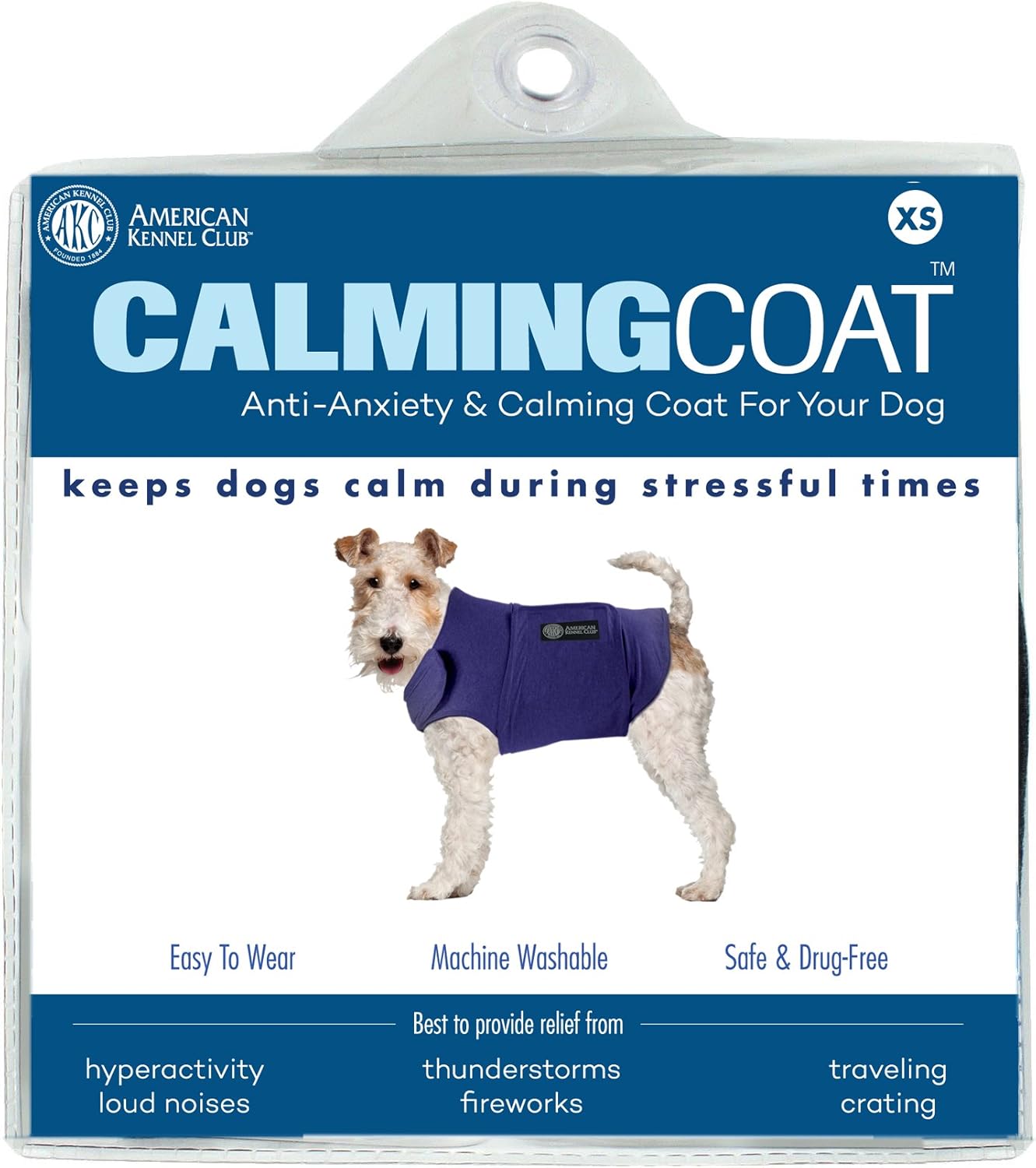 AKC - American Kennel Club Anti Anxiety and Stress Relief Calming Coat for Dogs, Essential for Thunderstorm season and 4th of July Fireworks- Pink, X-Small
