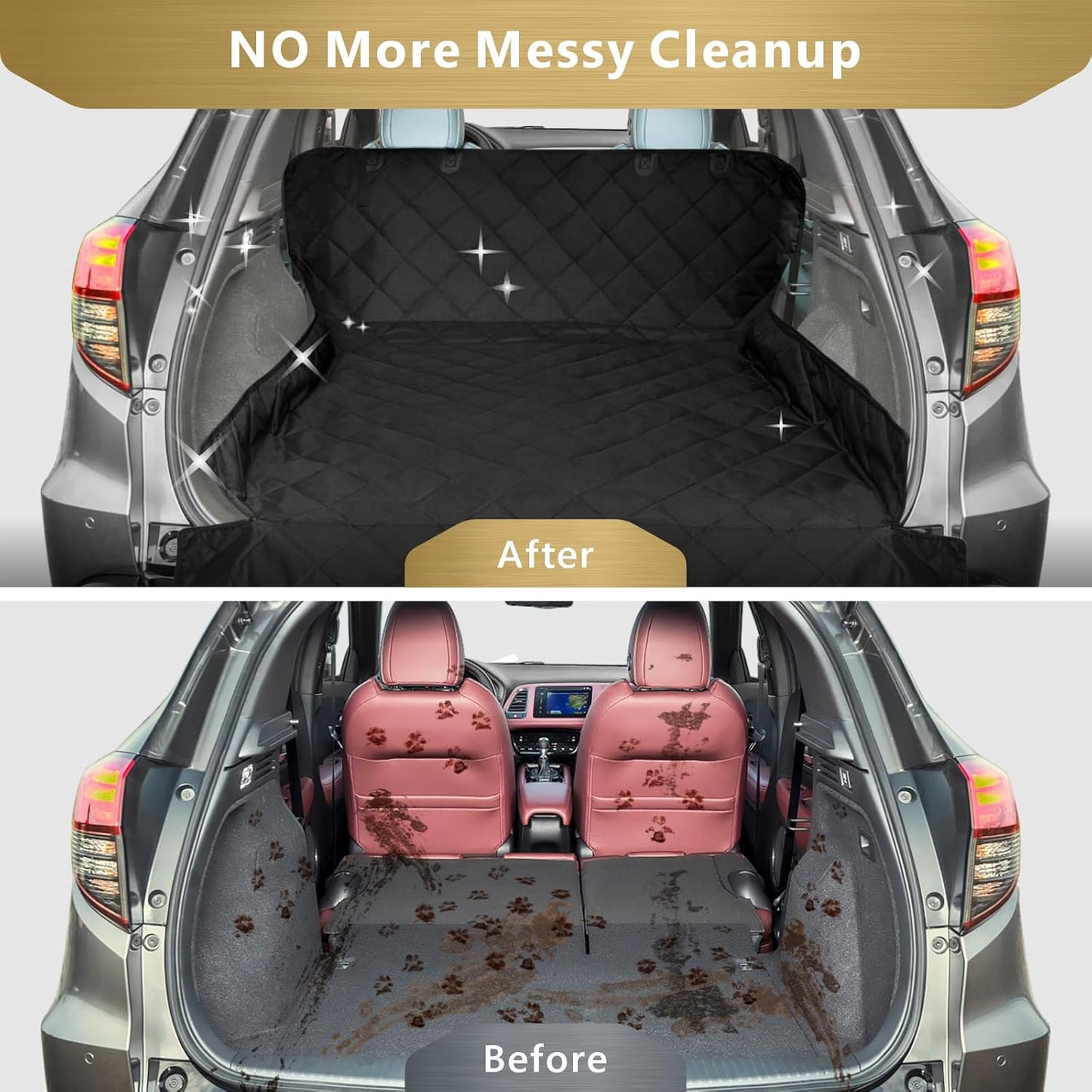 F-color SUV Cargo Liner for Dogs, Heavy Duty Water Resistant Pet Cargo Cover Dog Seat Cover Mat for Mid-Size SUVs Sedans Vans with Bumper Flap Protector, Non-Slip, Standard Size Universal Fit, Black