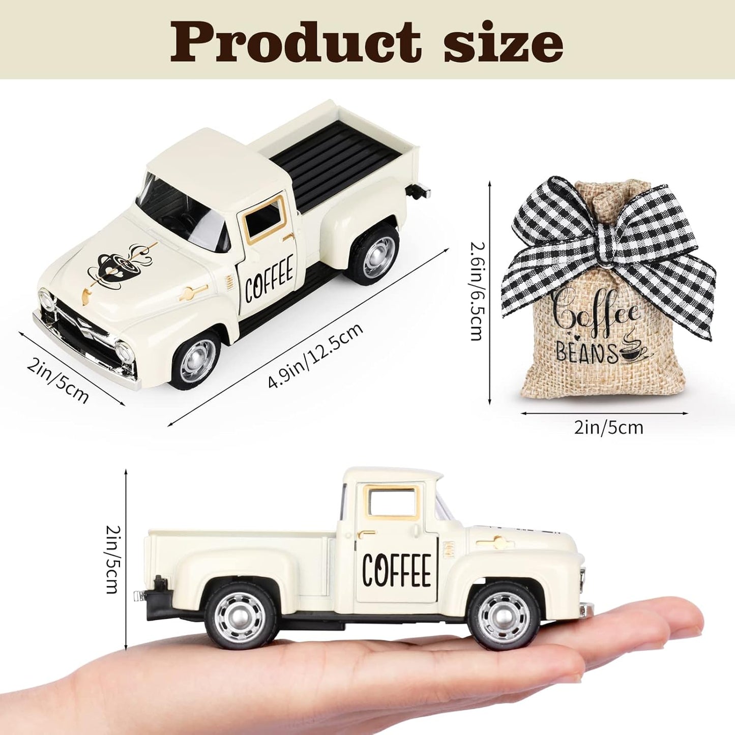 Hooqict Coffee Decor for Coffee Bar Metal Truck with Coffee Beans Burlap Sack Vintage Pickup for Farmhouse Kitchen Decor Coffee Station Home Coffee Bar Accessories Coffee Shop Decor