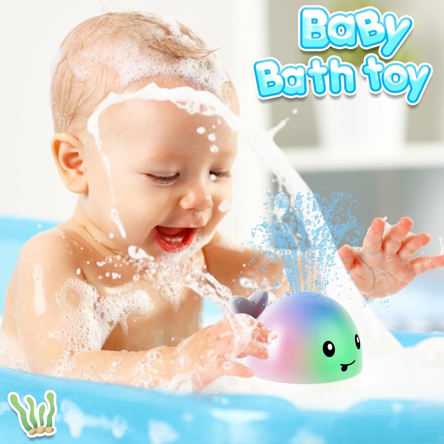 Baby Bath Toys, Toddler Bath Toys for Kids Ages 1-3, Baby Easter Basket Stuffers, 1 2 3 Year Boy Girl Gifts Baby Toy 6-12-18 Months Light Up Whale Bath Toy Sprinkler Bathtub Pool Water Toy