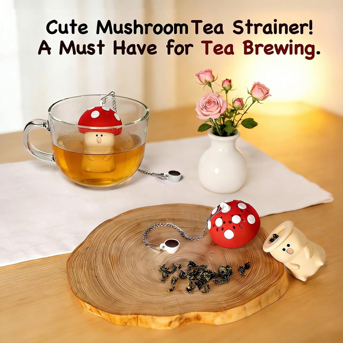 Mushroom Tea Infuser Tea Strainers For Loose Tea Cute Tea Infuser Tea Accessories For Tea Lovers Cute Kitchen Accessories Mushroom Gifts