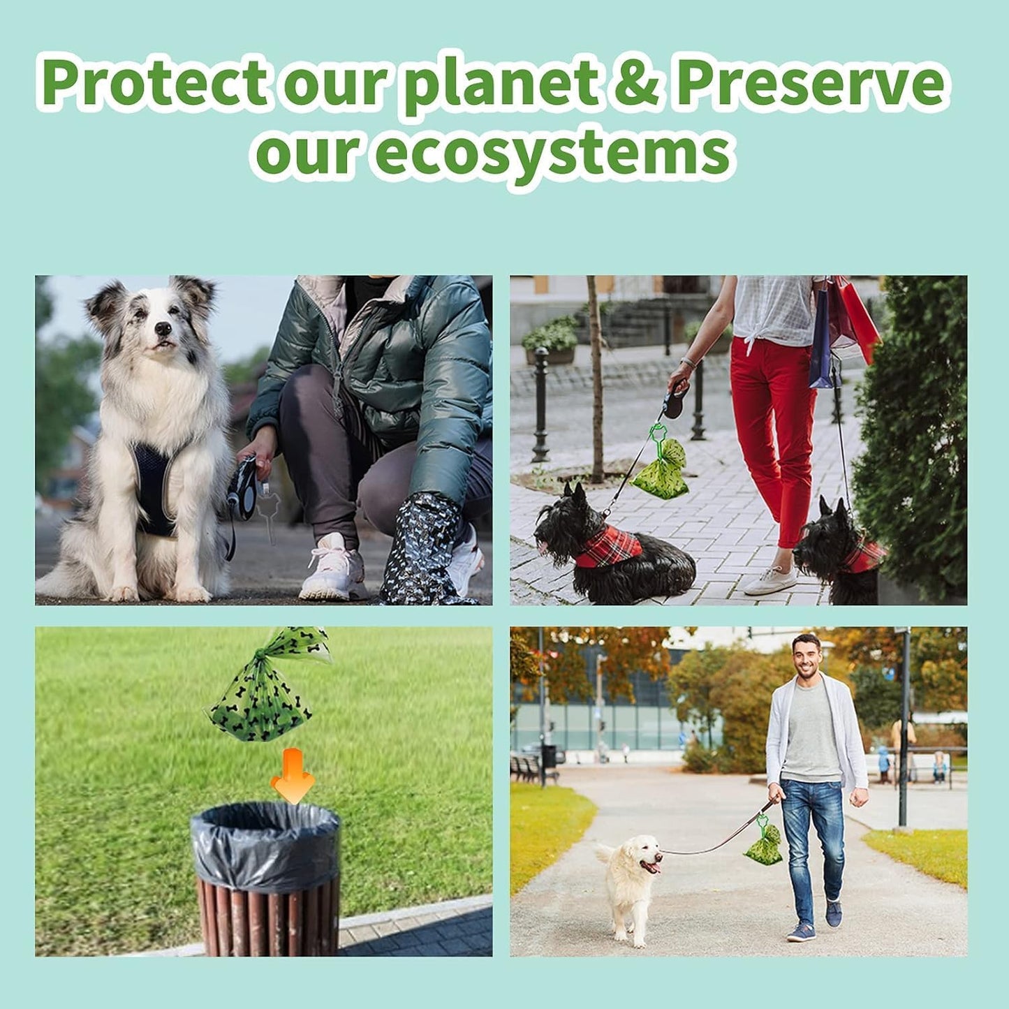 150 Dog Poop Bags w/FREE Dispenser & Hands-Free Bag Holder | Lavender Scented | Leak-Proof | Extra Thick | 13"x9" Biodegradable Waste Bags for All Dogs | Eco-Friendly!