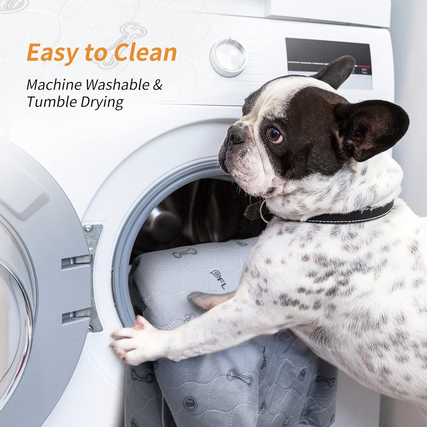 Washable Pee Pads for Dogs, 2Pack Puppy Pads Washable with Bone Print,Absorbent Reusable Whelping Pads Non-Slip Dog Mats for Floor Protector, Couch Cover, Crate, Potty Training 31x36