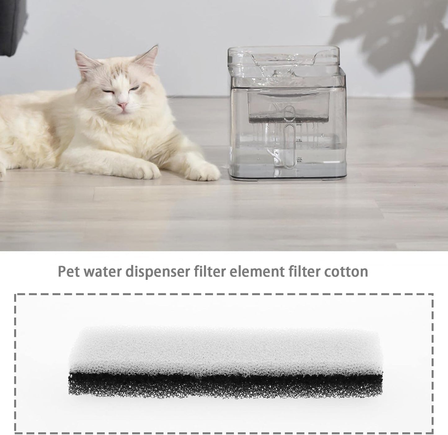 ECSiNG 4PCS Cat Water Fountain Filters Compatible with WF020 Water Fountain Replacement Filters Pet Water Dispenser Filters 12x3x1.6cm