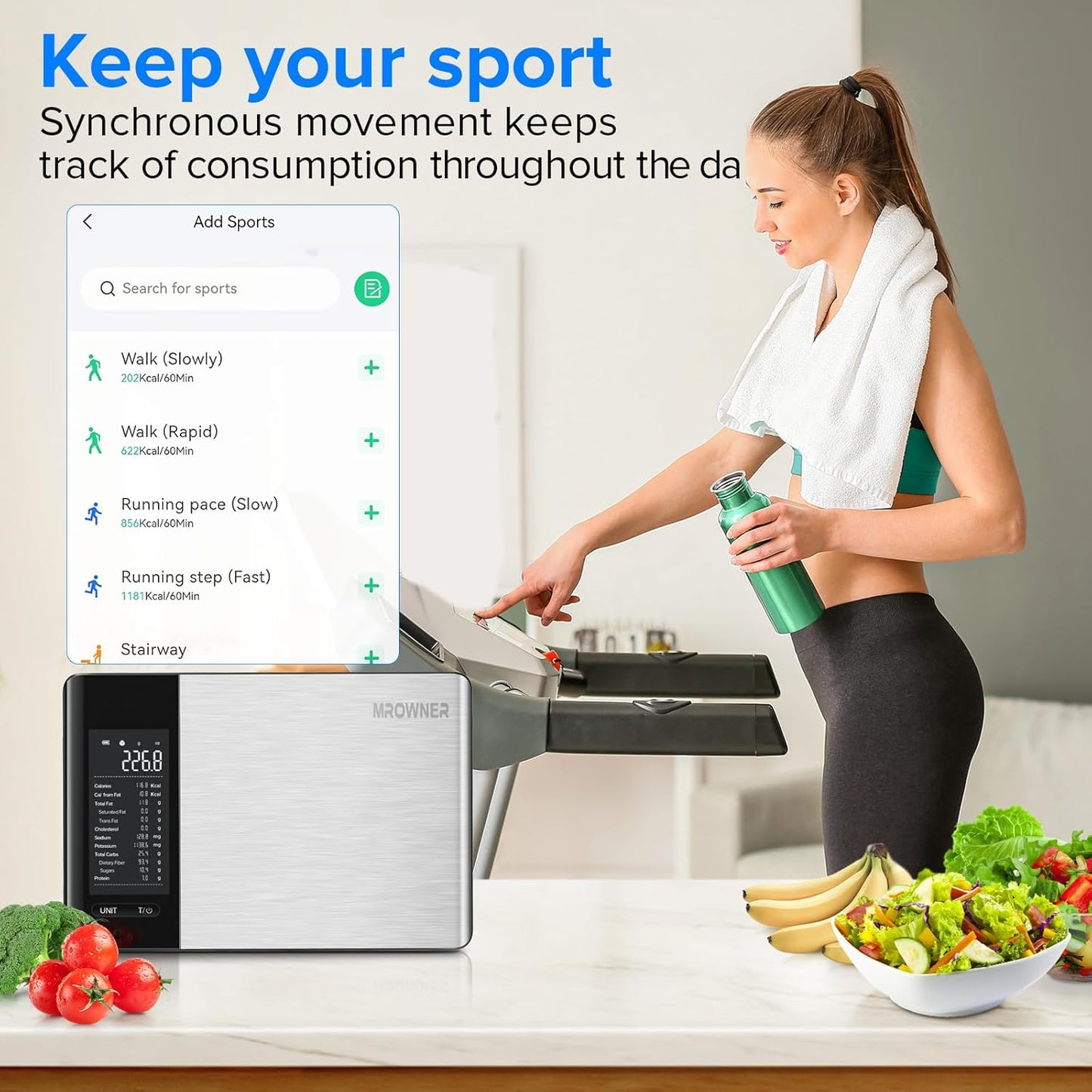 Smart Food Kitchen Scale with Nutritional Calculator, Free App with 19 Nutrients Tracking, Calorie, Marco, Digital Weight Grams and Ounces for Weight Loss, Premium Stainless Steel, 22lb