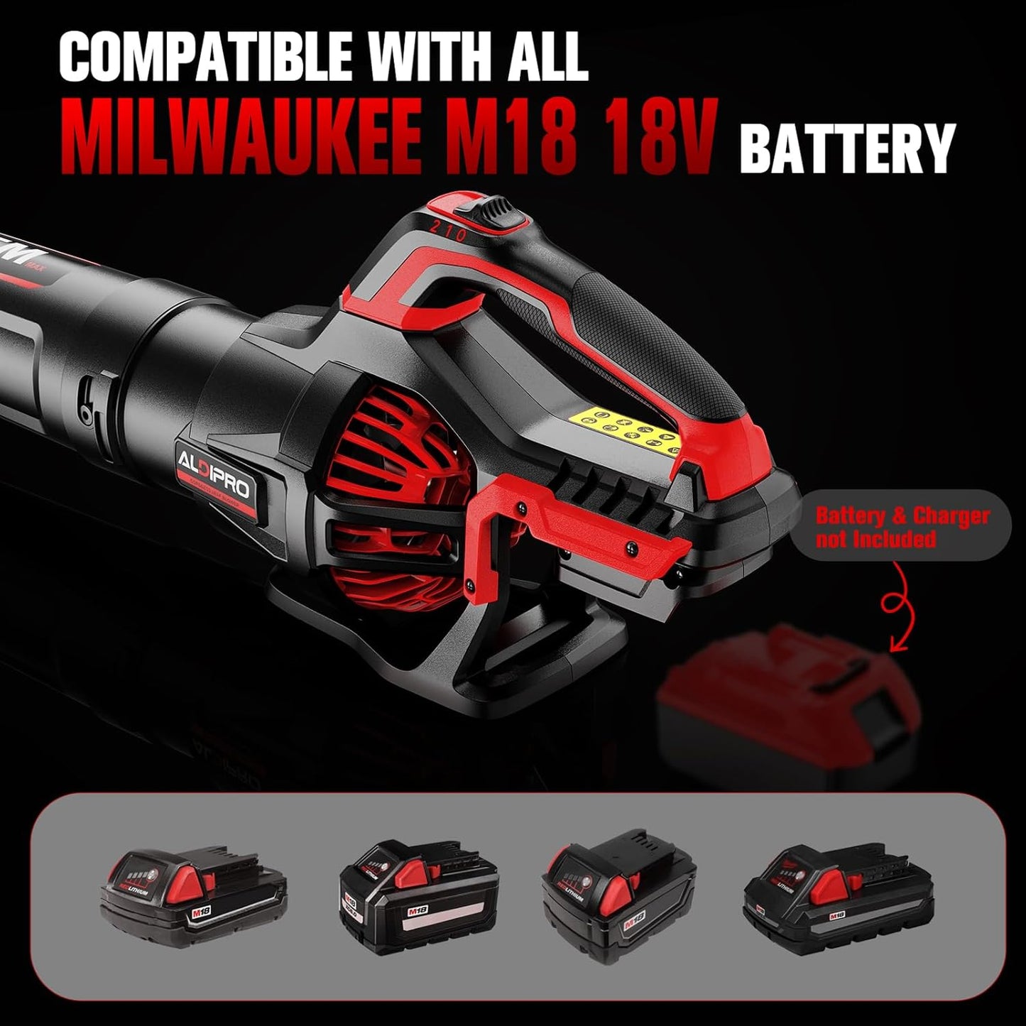 700 CFM Cordless Leaf Blower Compatible with Milwaukee M18 Battery, 200 MPH Heavy-Duty Battery Powered Handheld Blower, Rugged Leaf Blower for Lawn Care, Yard Debris & Winter Snow (Bare Tool)