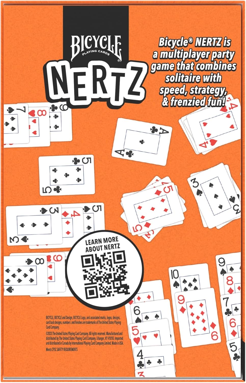 Bicycle Nertz Card Game (Solitaire) , 8 Decks of Jumbo Index Playing Cards, Fast-Paced Multiplayer Family Card Game for Kids and Adults, Classic Bicycle Cards, Up to 8 Players