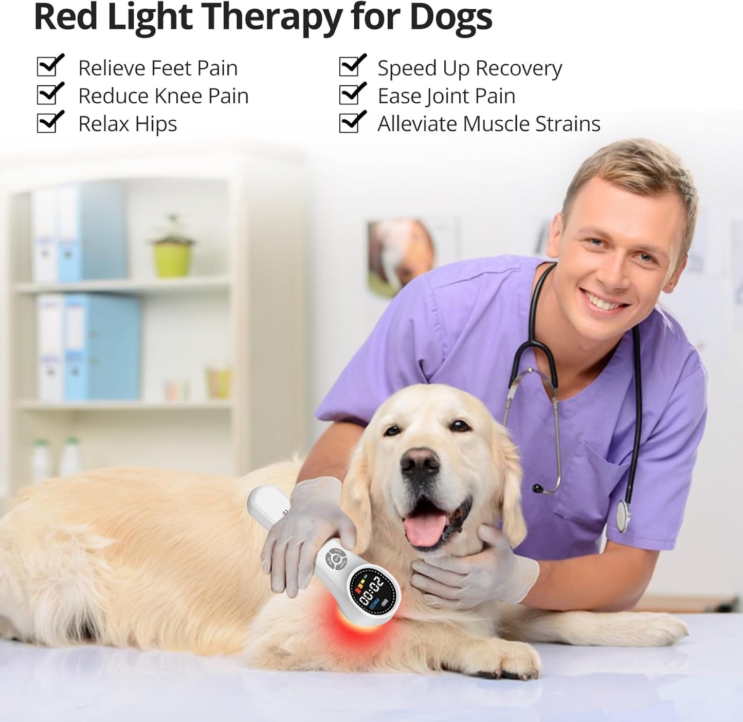 Red Light Therapy Device, 4x980nm+4x810nm+16x660nm, Near Infrared Light Therapy for Humans Body Pet Dogs Horses, Light Therapy Machine for Body Joint Back Knee Muscle Relax Pain Relief