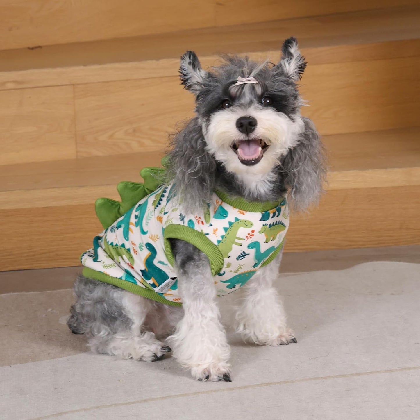 CuteBone Dinosaur Costume Dog Shirt, Stretchy Velvet T-Shirt Clothes for Small Dogs, Soft & Breathable Pet Tee Outfit Cat Apparel for Daily Wear, Cozy Pullover Design Puppy Fashion COSBX03M