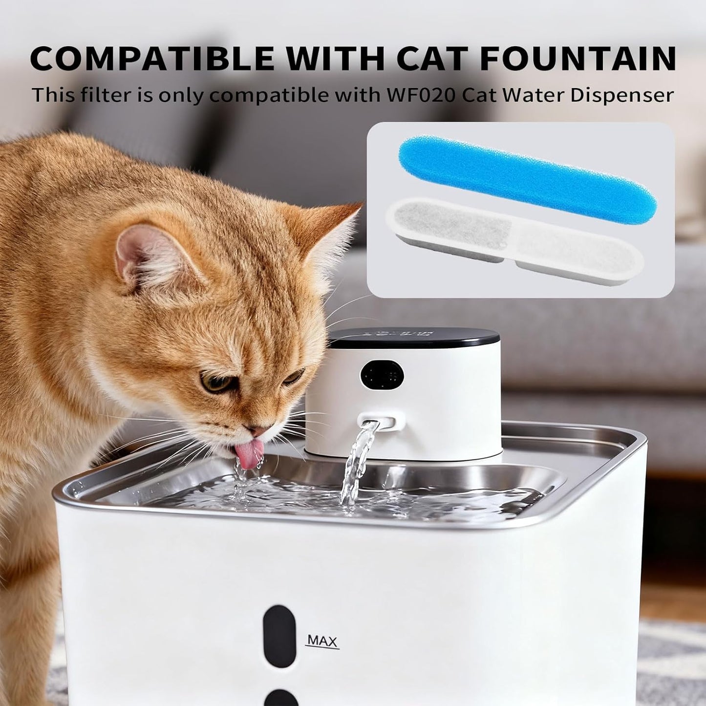 6 Packs Replacement Cat Water Fountain Filters for WF020 Intelligent Pet Water Dispenser Fountain Replacement Filter for Ultra Quiet Pet drinking fountains
