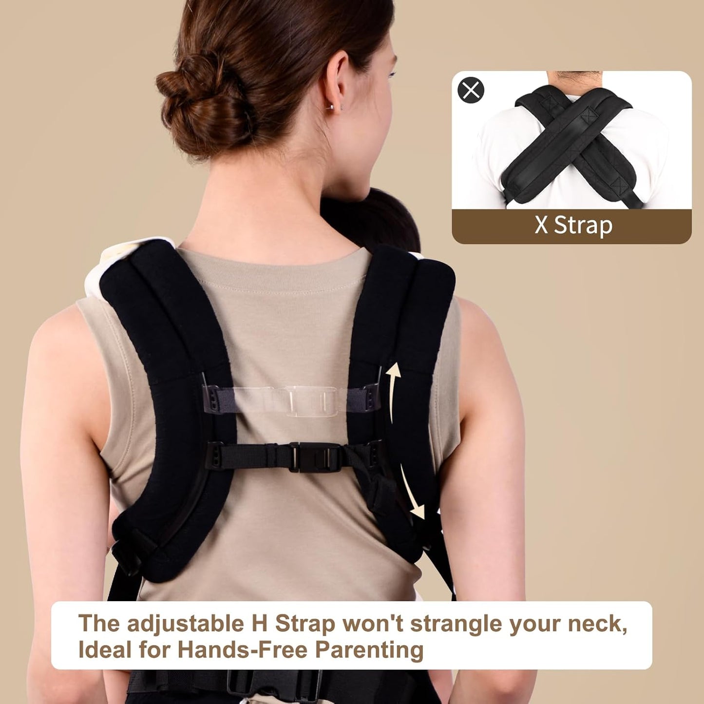 Bebamour Baby Carrier Ergonomic Infant Carrier for 7-32lbs, Adjustable Knob for Baby Hip Healthy Develop, Soft Cotton Infant Carrier,Front and Back Baby Carrier with 2 Teething Pads (White)