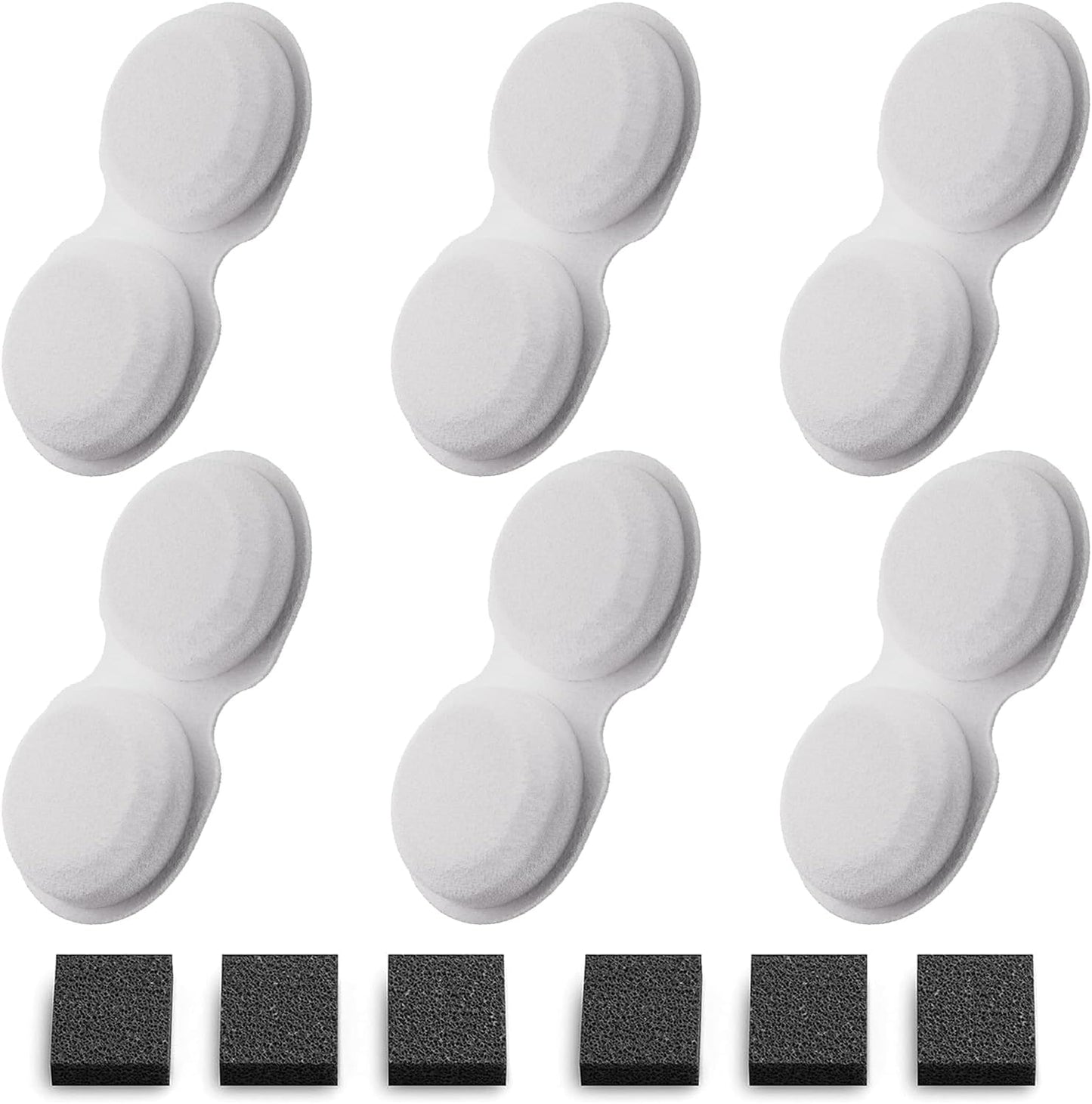 Cat Water Fountain Filters: 12 Cat Fountain Filters Replacement for H6 - Pet Water Fountain Filters - 3 Months Usage Kit of Indoor Pet Fountain Filter - 6 Carbon Filters + 6 Sponges Filters