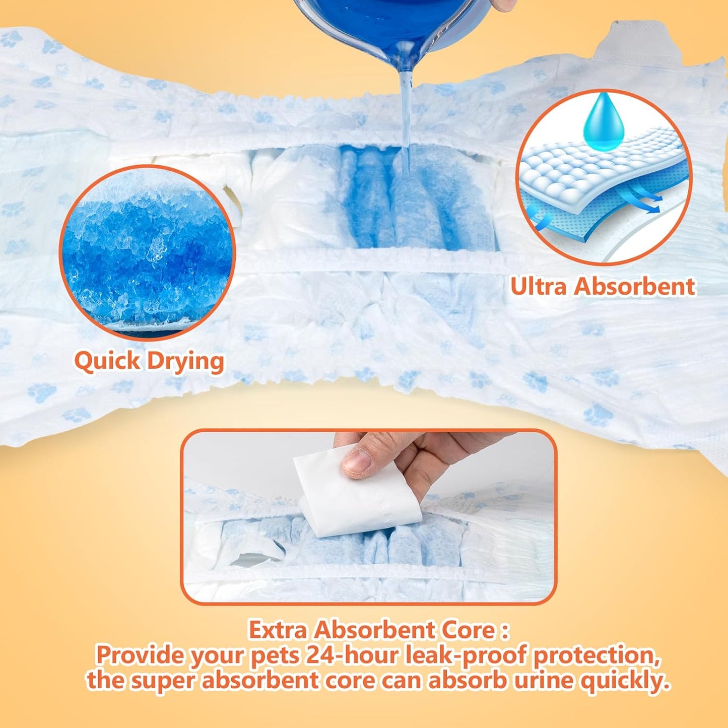 Pet Soft Doggie Diapers - Disposable Dog Diapers for Female in Heat Period or Urine Incontinence, Puppy & Cat Diapers Ultra Absorbent 12pcs XXSmall