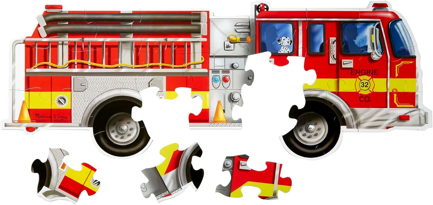 Melissa & Doug Fire Truck Jumbo Jigsaw Floor Puzzle (24 pcs, 4 feet Long) - FSC Certified