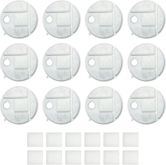 PET STANDARD Replacement Water Filter & 12 Pack Replacement Pre-Filter Sponges Compatible With PETLIBRO Capsule Dog Fountain PLWF008, Pack of 12