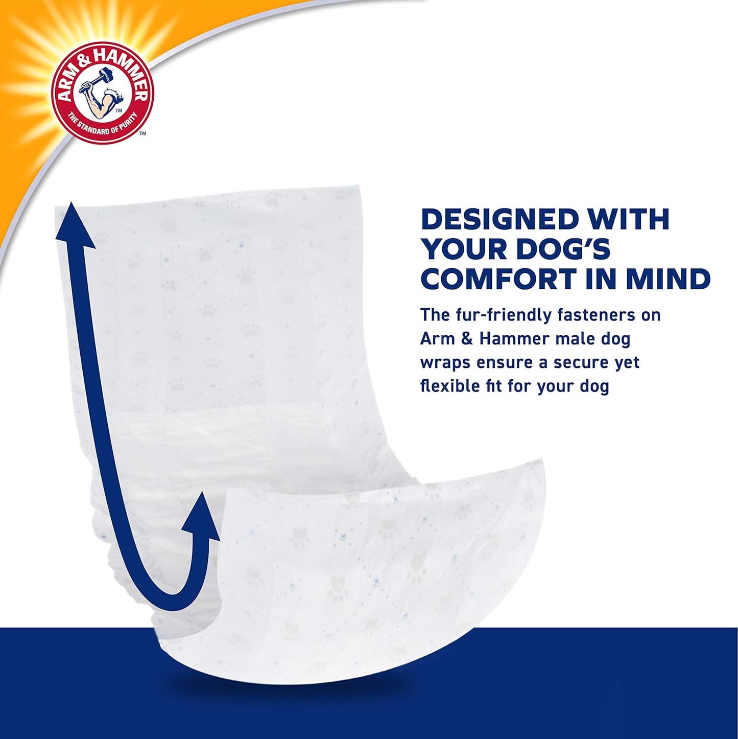 Arm & Hammer Small Male Dog Wraps, Disposable Belly Band Diapers with Baking Soda Odor Control, Super Absorbent Leak Resistant Design for Marking and Incontinence, 12-19 Inch Waist, 12 Count