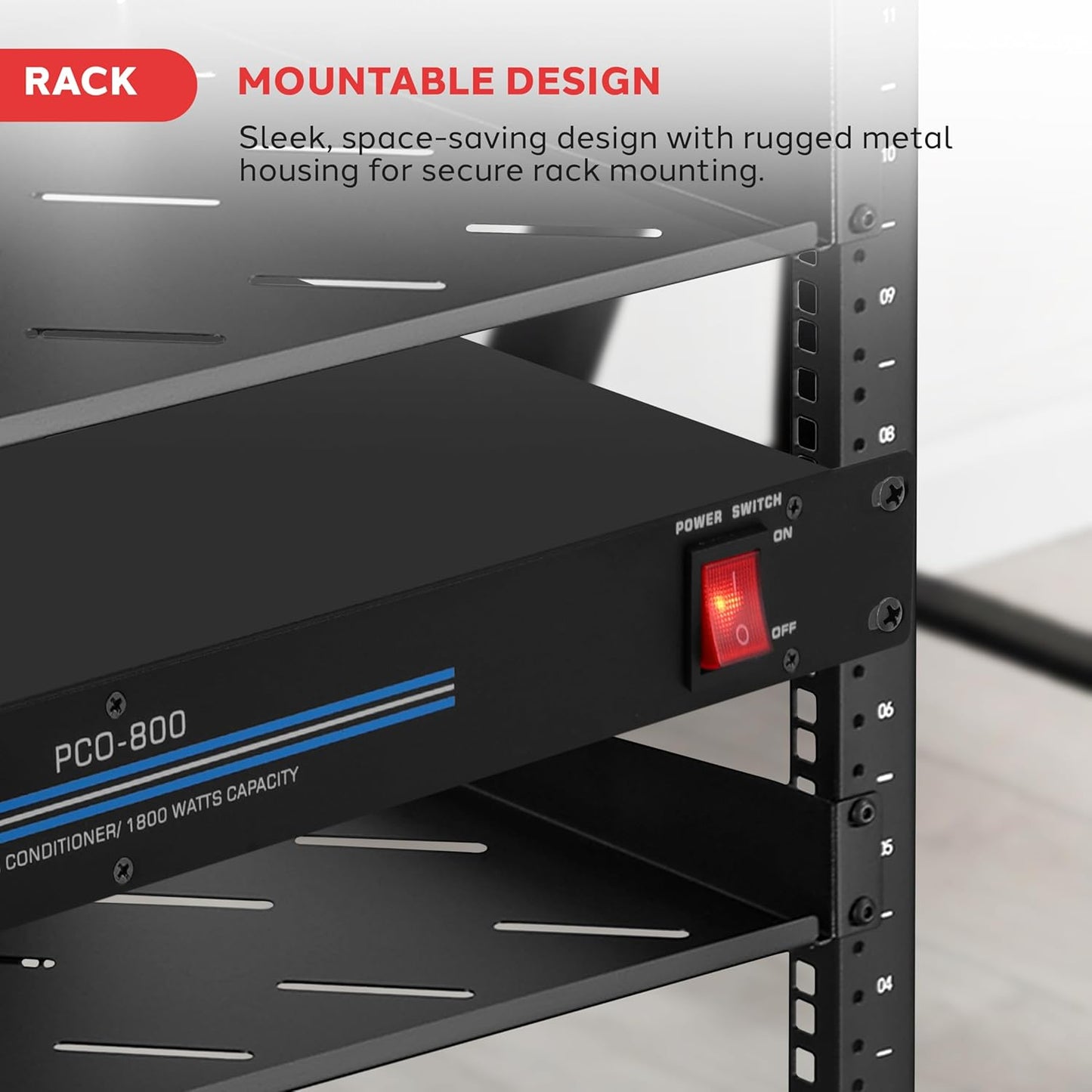 Pyle-Pro PCO800 19'' Rack Mount 1800 Watt Power Conditioner w/ 8 Outlets