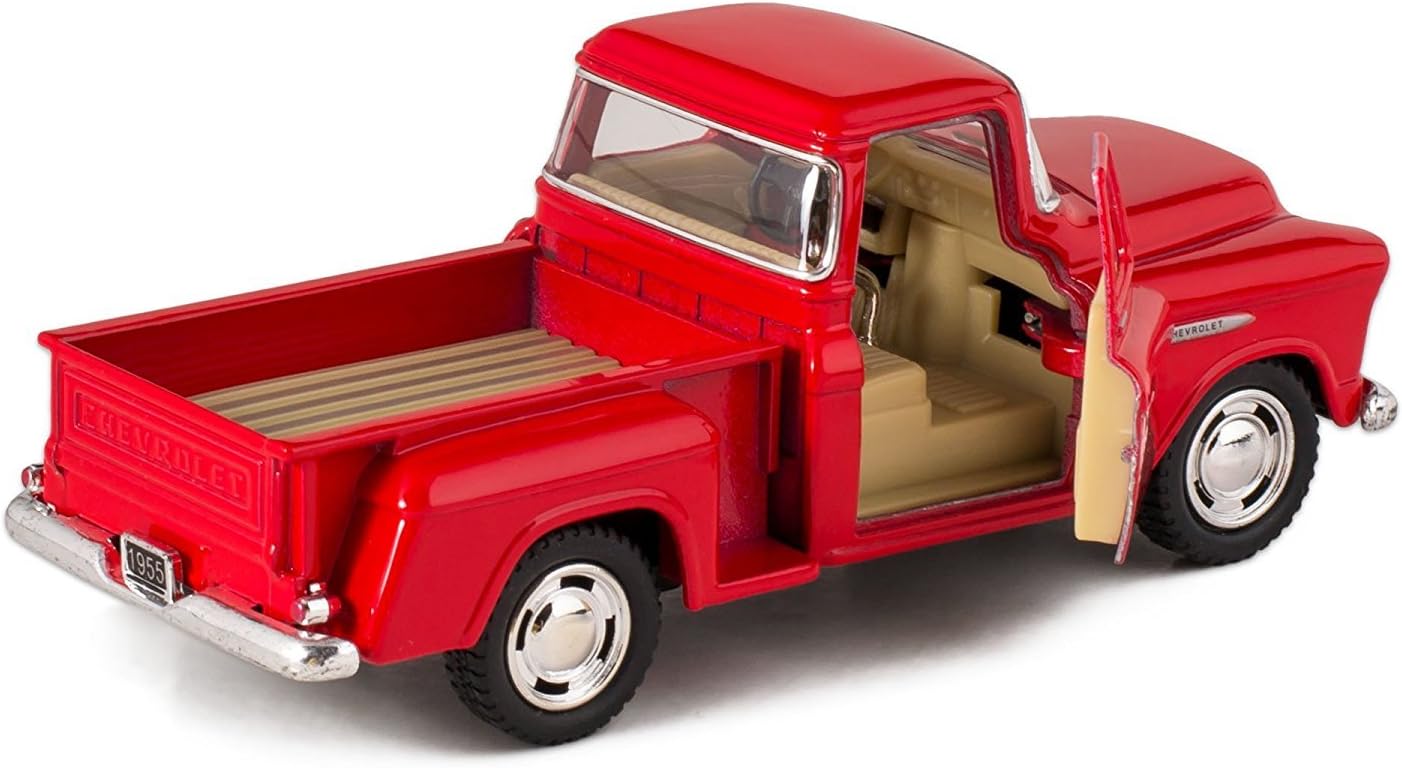KiNSMART 1955 Chevrolet Stepside Pickup Truck, 1:32 Scale, Die Cast Metal, Red, 5 Inch