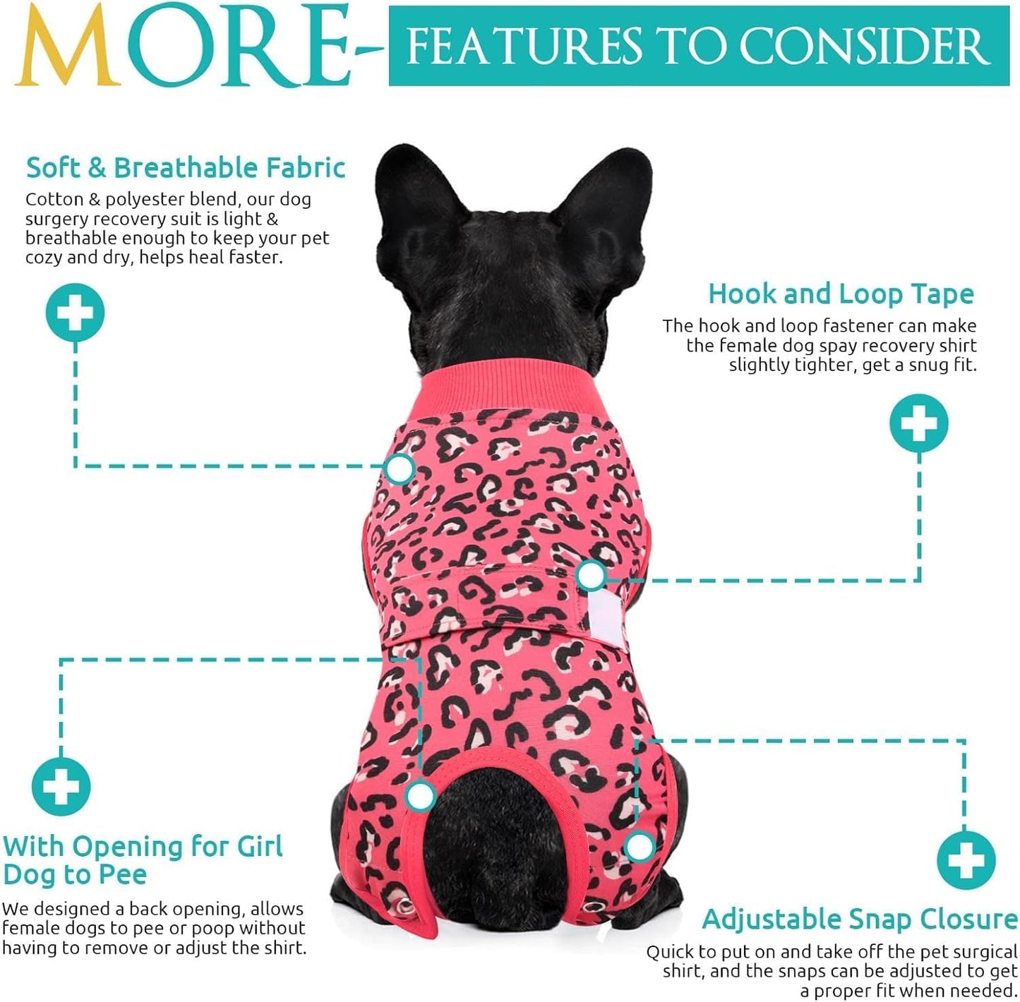 KOESON Dog Surgery Recovery Suit, Soft & Breathable Dog Onesie for Surgery Female Male, Lightweight Recovery Suit for Dogs Post-Op Care, Anti Licking Surgical Bodysuit for Medium Dogs