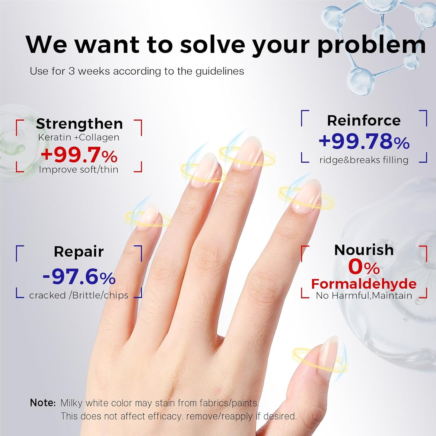 Morovan Nail Strengthener and Growth: Natural Keratin Repair Milky White Nail Polish Hardener & Ridge Filler Treatment for Damaged Nails, Nail Concealer and Essential Nail Care for women