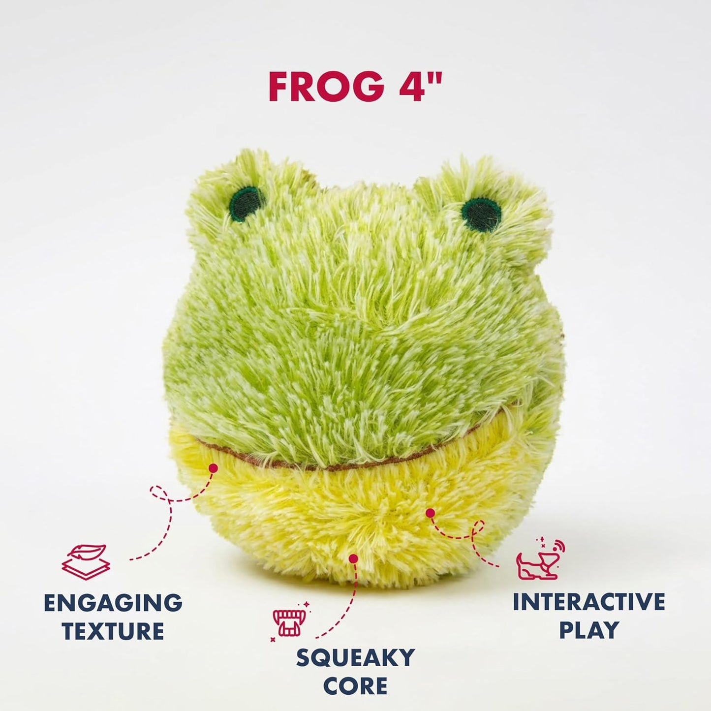 Pet Lou Chick and Frog EZ Squeaky Ball Dog Plush Toy, Twin Pack (4"), Durable Plush Dog Squeaker Toys, Stuffing-Free Pet Supplies for Small & Medium Dogs, Yellow