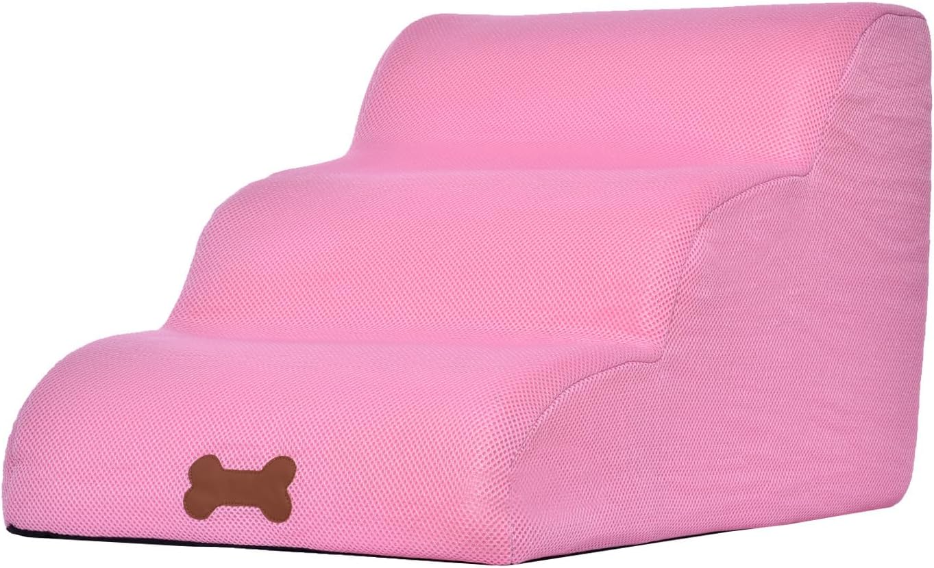 Pet Ladder - 3 Tier Foam Dog Ramps/Steps | Pet Ladder for Cats/Dogs Removable for Sofa, Couch and High Bed Climbing for Up to 150 Lb