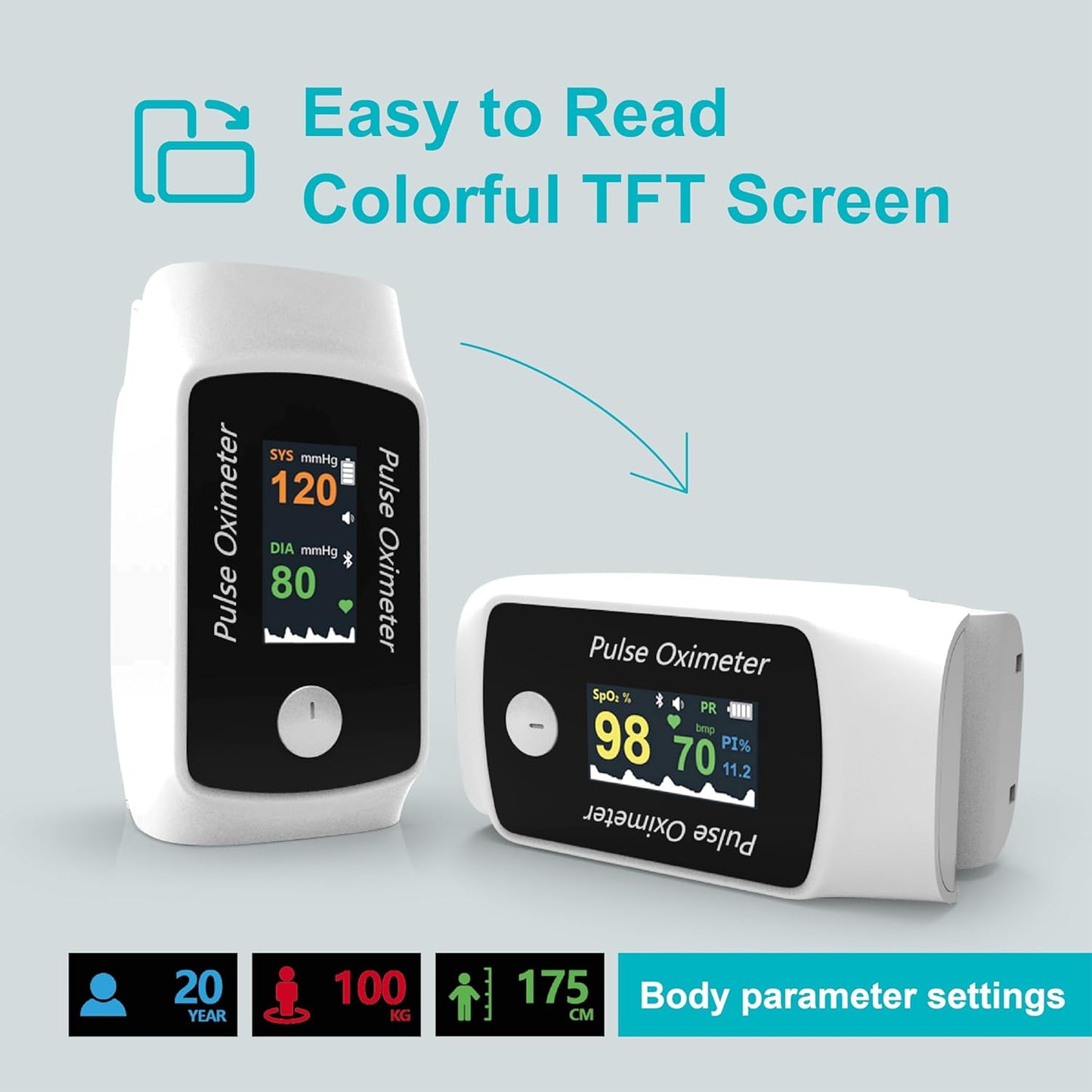 Bluetooth Fingertip Pulse Oximeter with Respiration Pressure,High Accuracy O2 Meter for All Skin, Portable SPO2 & Pulse Rate Monitor for Children Adults,Carry Bag and Lanyard Included