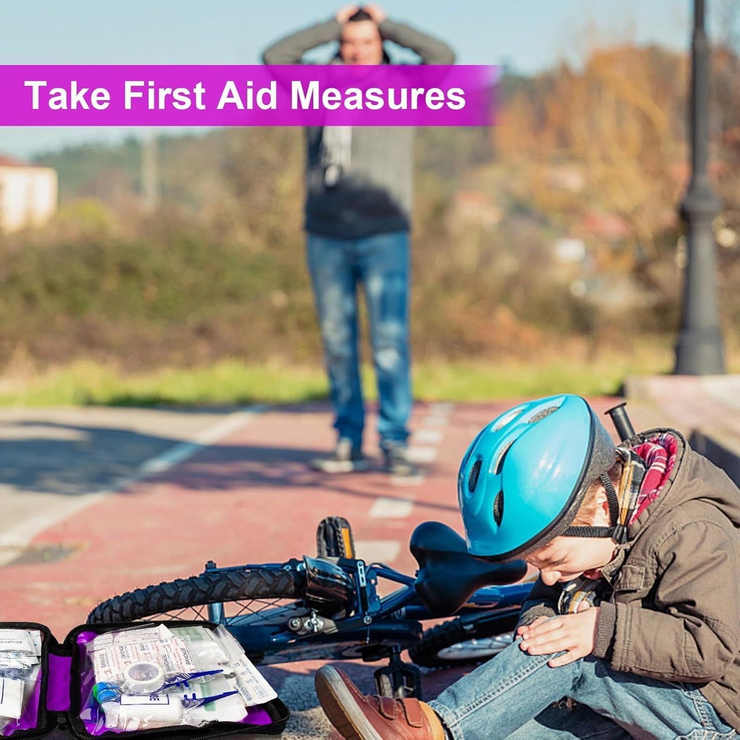 Small-Campact First-Aid Kit-Refill Supplies-Basic Emergency-Essentials - 300PCS Home Essentials Emergency Accident Kits for Businesses Workplace Outside Travel Purple 1st Aid