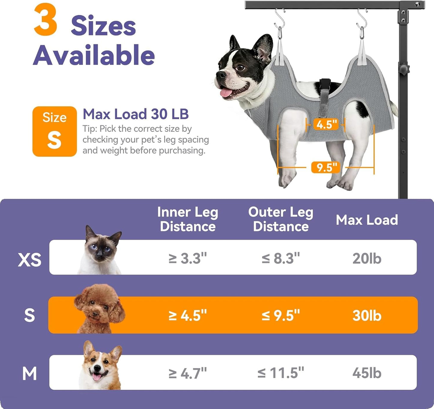 niffgaff Adjustable Dog Grooming Arm with Clamp, 26″–40″ Height, S Hammock with Back Buckle, No-Sit Grooming Restraint for Small & Medium Dogs