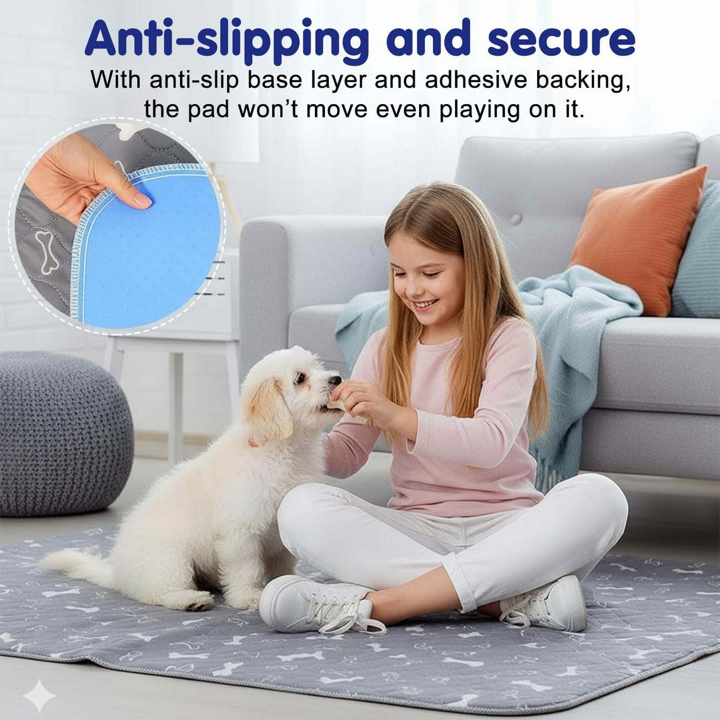 Puppy Pads with pheromones, Elite Pads for Cats, Washable Puppy Pads for Dogs and Cats, Leak-Proof & Anti-Slip Pet Training Pad for Home & Travel(Grey, L: 31.5" × 27.6")