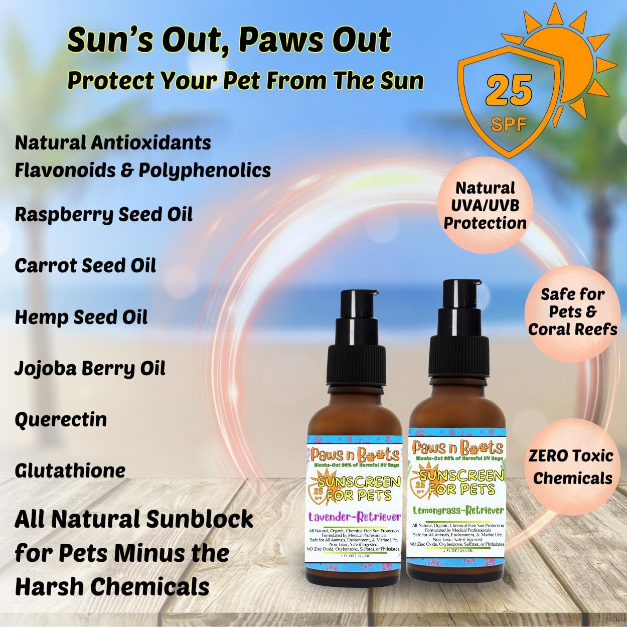 Non-Toxic Sunscreen for Pets, Protective Barrier Cream Non-Toxic Easy to Apply Formula Moisturize & Rejuvinate Cracked Paw Pads, Nose, or Skin. Supports Tissue Growth PawsnBoots Lemongrass