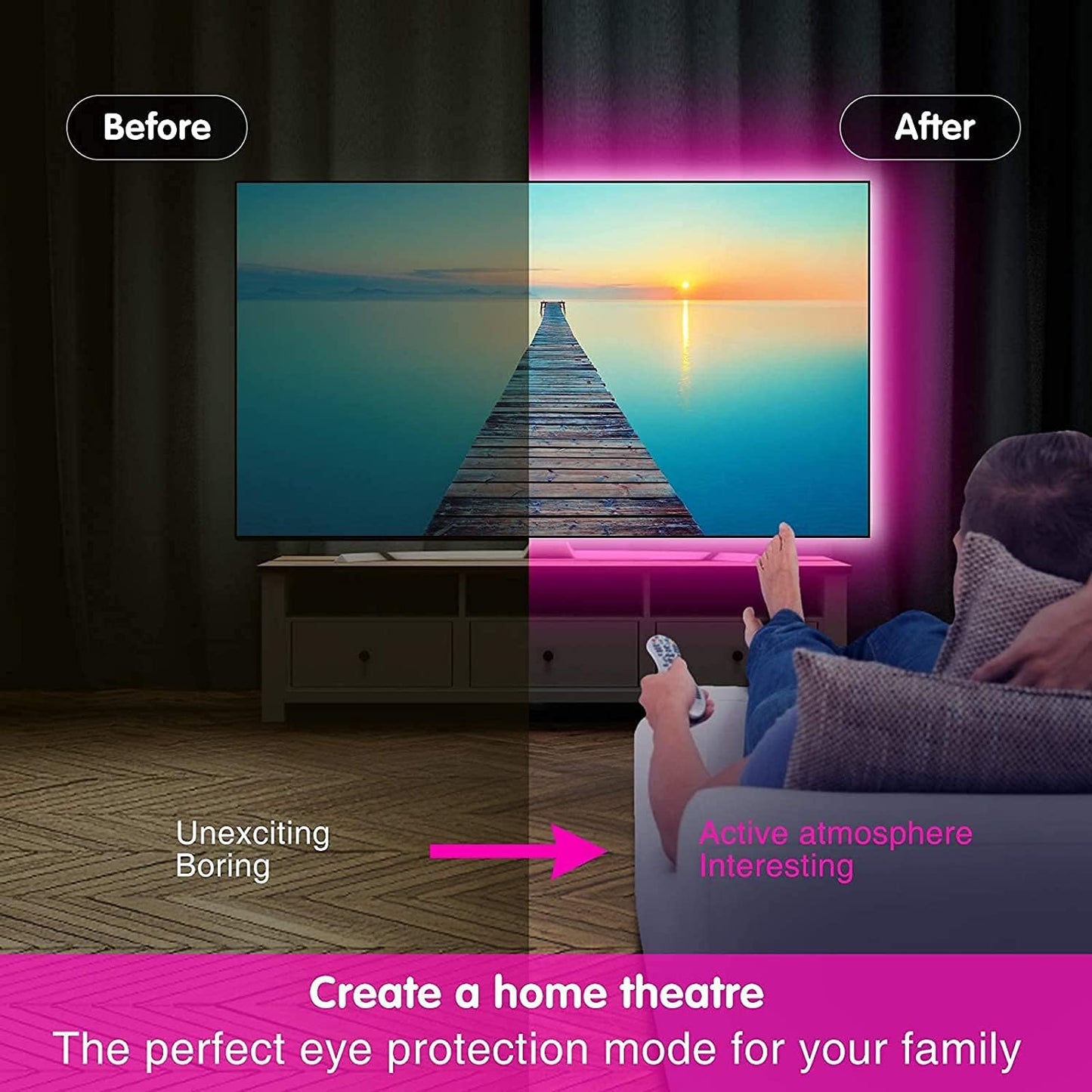 Keepsmile 50ft Led Lights for Bedroom, Bluetooth Smart APP Control RGB Color Changing Led Strip Lights with Remote Control and Power Adapter Led Lights for Room Kitchen Party Home Decoration