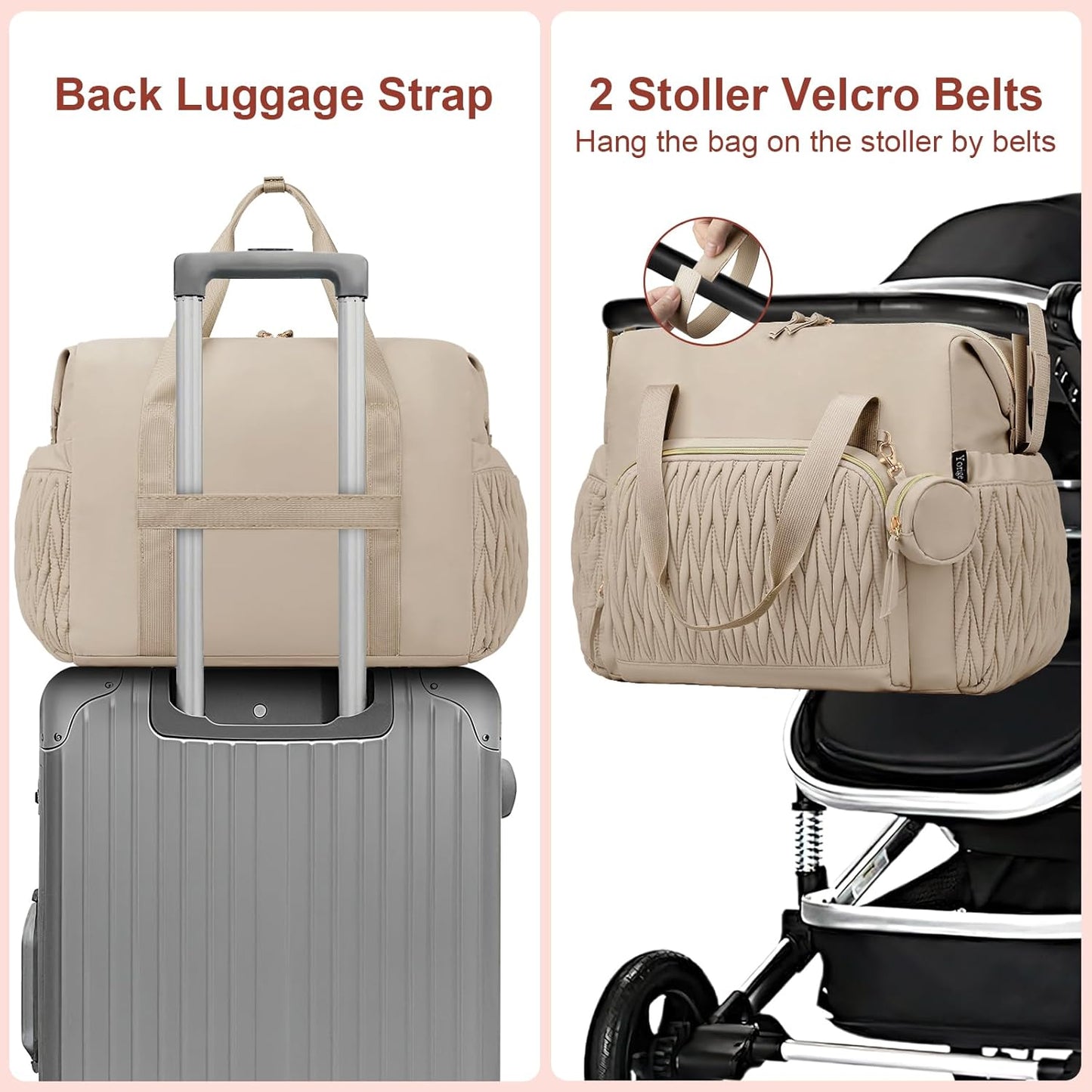 Yorige Diaper Tote Bag for Baby 6pcs, Large Mom Hospital Bags with Changing Pad Pacifier Case for Labor Delivery Boy Girl