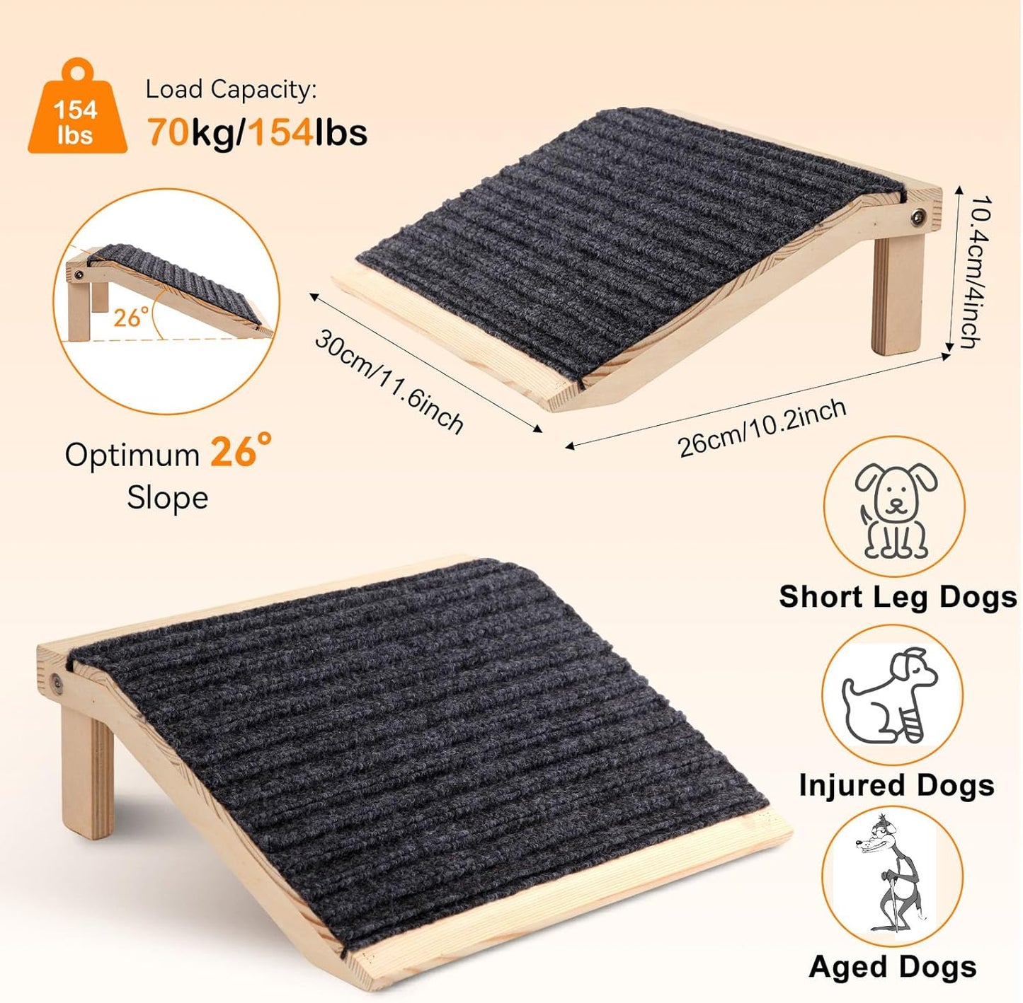 In hand Pet Ramp, 2 Pieces Foldable Dog Ramp for Stairs, Non-Slip Low-Angle Ramp for Small Dogs, Senior & Arthritic Pets, Portable Stair Assist for Any Staircase