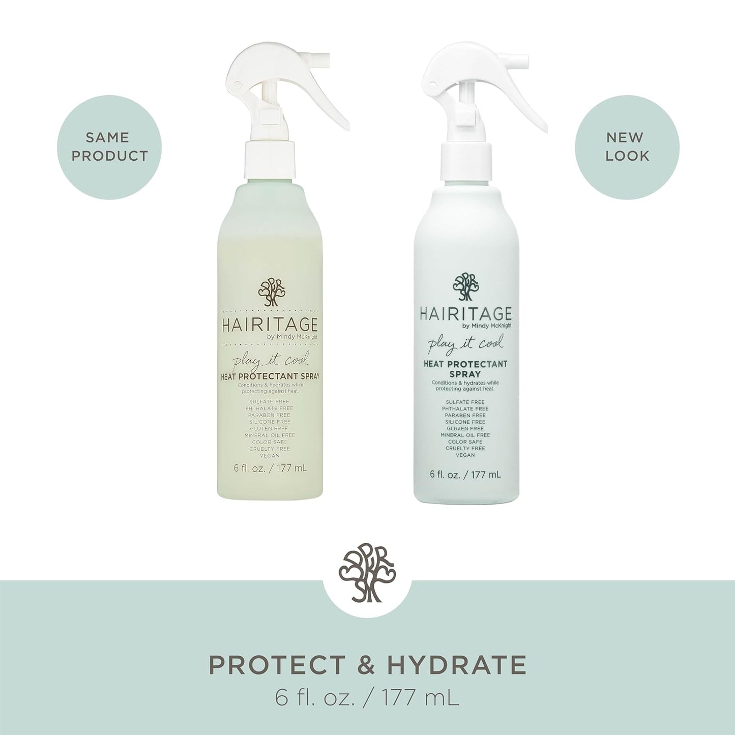 Hairitage Heat Protectant Spray for Hair - Up to 450 Degree Protection + Hydrates + Strengthens Hair - Leaves Hair Smooth + Shiny after Styling - For All Hair Types + Heated Styling Tools - 6 fl oz
