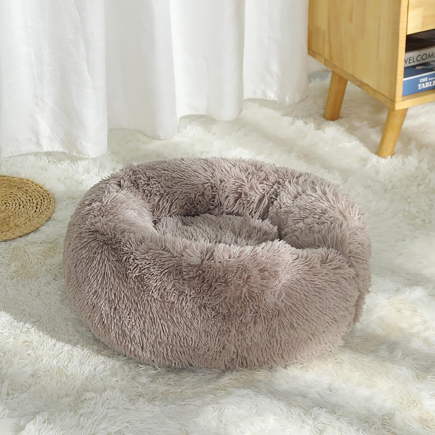 Dog Beds Calming Dog Bed Fluffy Donut Cuddler Cat Bed Round Donut Pet Bed for Cats and Small Dogs Cozy Soft Indoor Cat Pet Cushion Bed,5,S