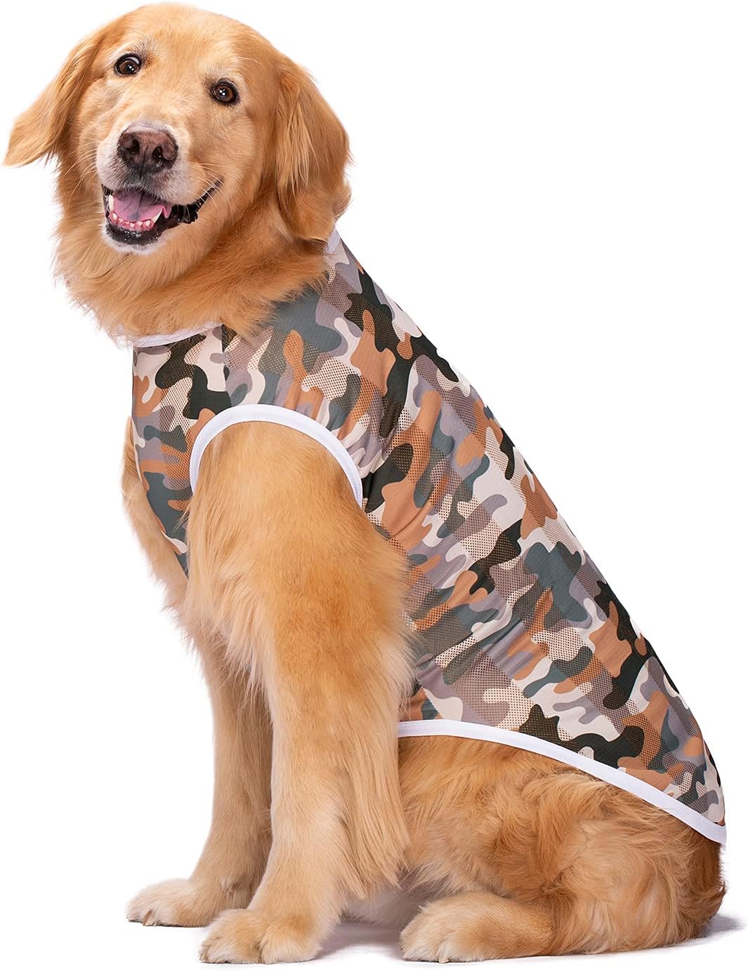 HDKUW Pet Clothes,Dog Summer T-Shirt Cool Breathable Sunscreen Dog Vest Clothes Outfit Costume for Medium Large Dogs Camouflage 5XL