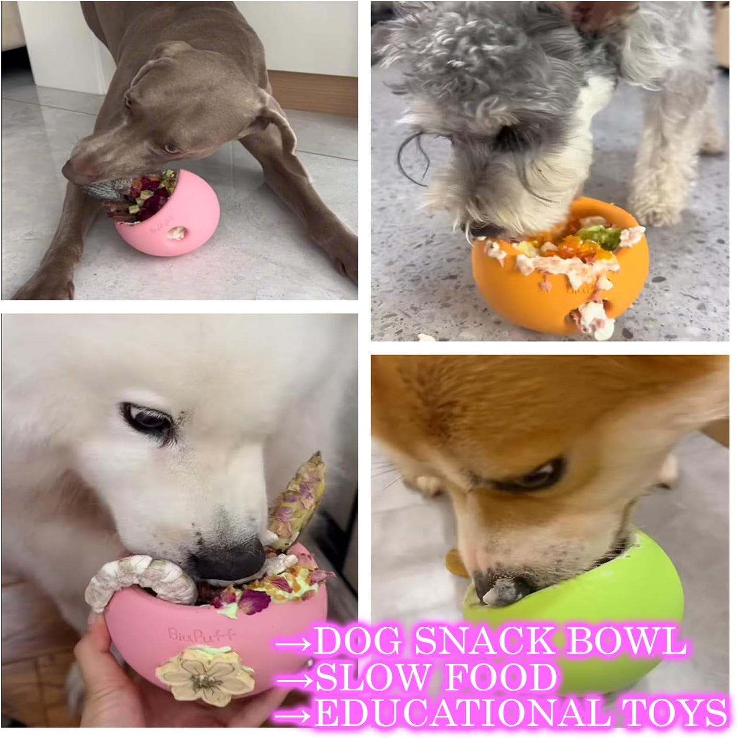 Treat Dispensing Dog Toy & Slow Feeder Bowl, Interactive Puzzle and Mental Toy for Anxiety Relief,Chase Play, and Use as Freezable Lick Bowl (Vibrant Orange, Medium 498g)
