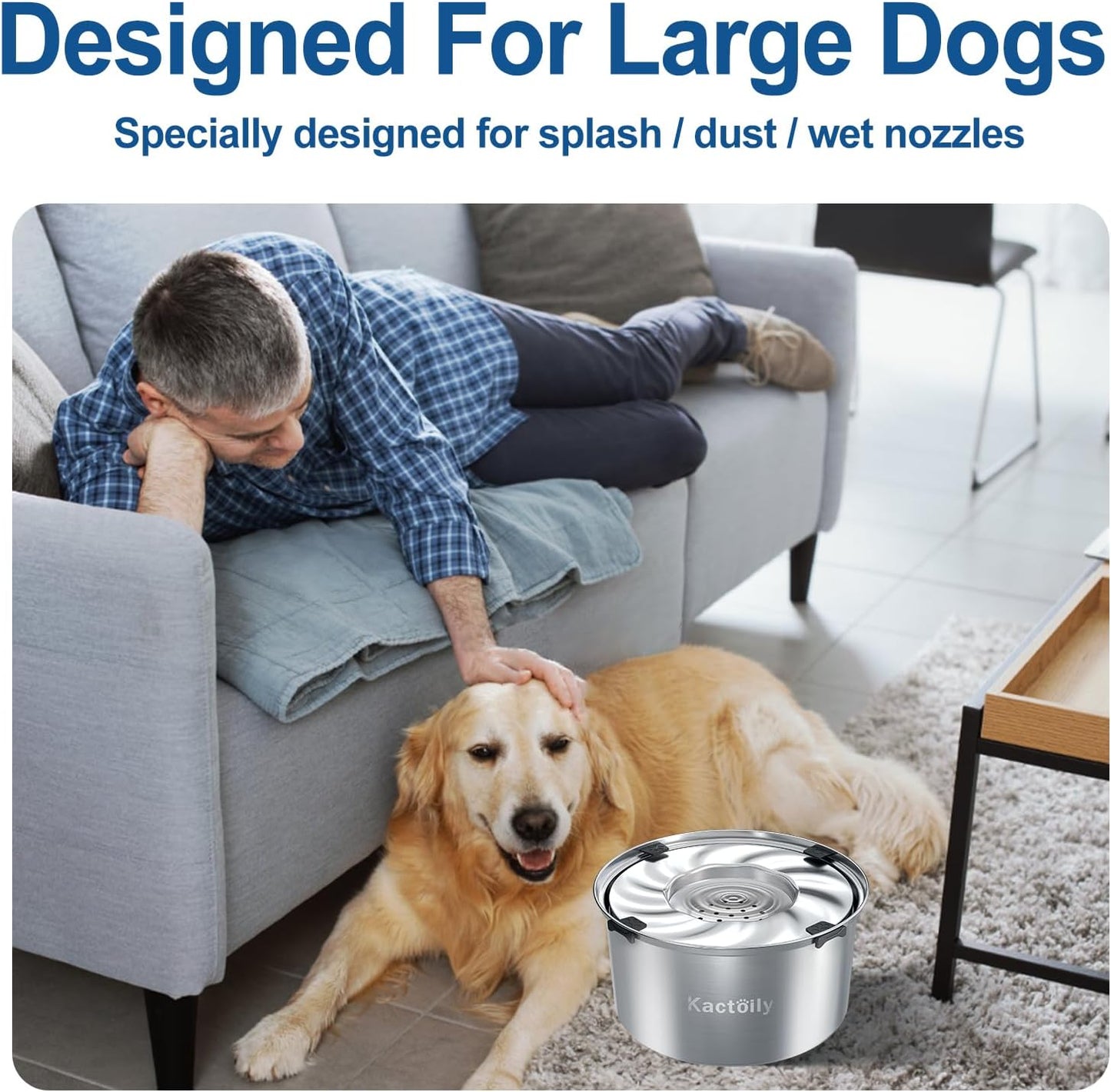 kactoily 1.47 Gal Stainless Steel Dog Water Bowl, 24 Cups Large No Spill Dog Bowl with Floating Disk, Splash Proof Slow Water Drinking for Messy Drinkers