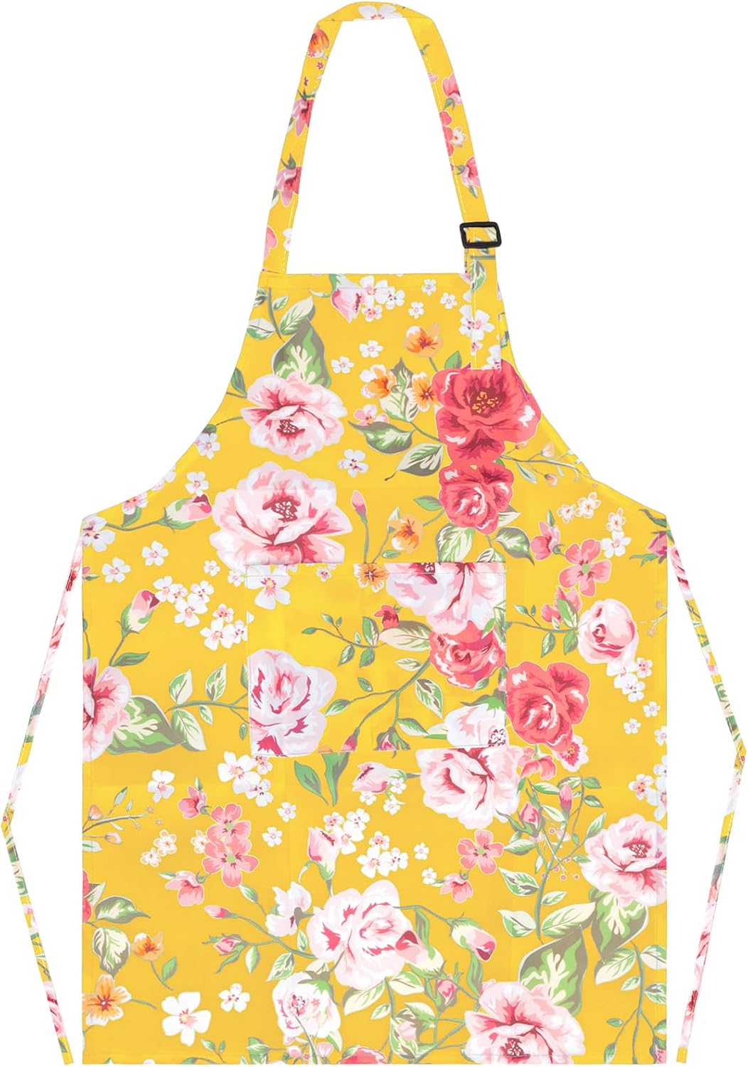 Kids Apron with Pockets, Polyester Floral for Cooking & Gardening, Adjustable Neck, Toddlers, 17.7x23.2 Inches