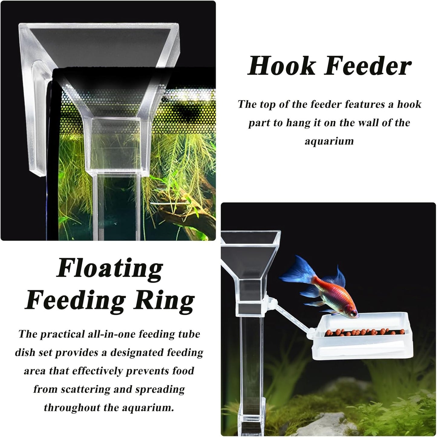 Shrimp Feeder Tube and Dish Set - Aquarium Fish Feeder with Feeding Ring and Cleaning Brush - Prevent Food Scattering