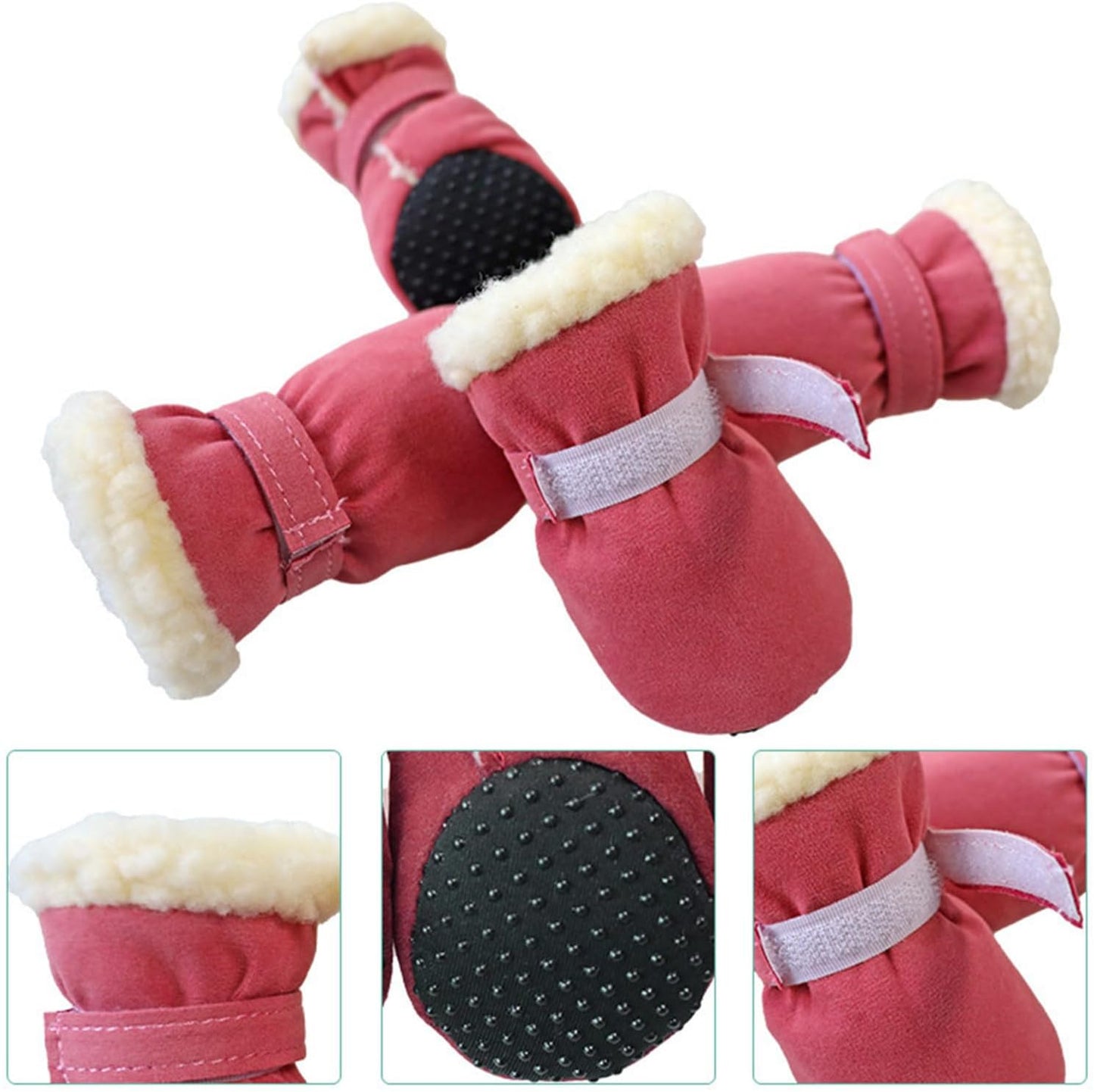 Winter Warm Pet Shoes 4pc/Set Dog Booties Snow Walking Puppys Booties Shoes Casual Fashion No-Slip Dog Shoes