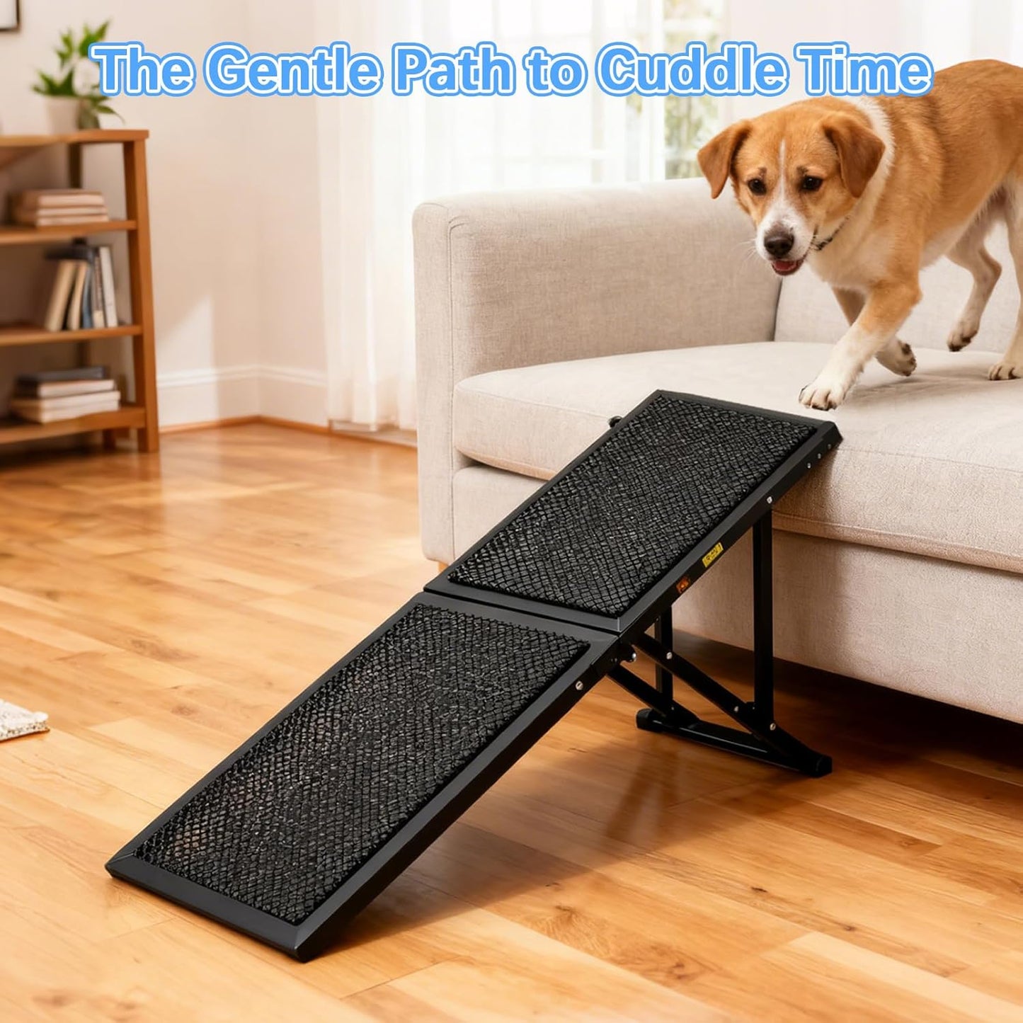 Dog Ramp for Car,33.2"x 12.8" Dog Stairs for Large Dogs with Anti-Slip Surface,Large Folding Pet Stairs for SUV,Truck with Adjustable Height,Outdoor Portable Wide Dog Steps up to 88LBS