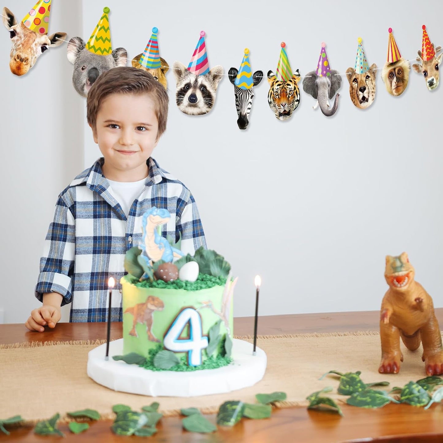 Hooqict Safari Animals Happy Birthday Banner Animal Birthday Party Decorations Party Animal Banner Garland for Jungle Birthday Decorations Kids Wild Zoo Party Supplies