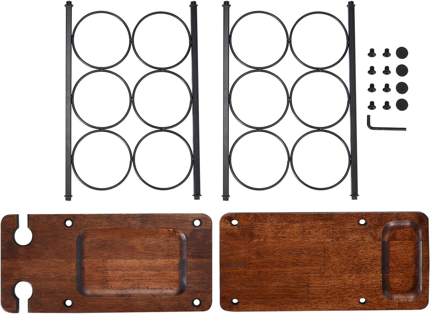 ALLCENER Wine Rack with Glass Holder, Countertop Wine Rack, Wooden Wine Holder with Tray, Perfect for Home Decor & Kitchen Storage Rack etc (Hold 6 Bottles and 2 Glasses)