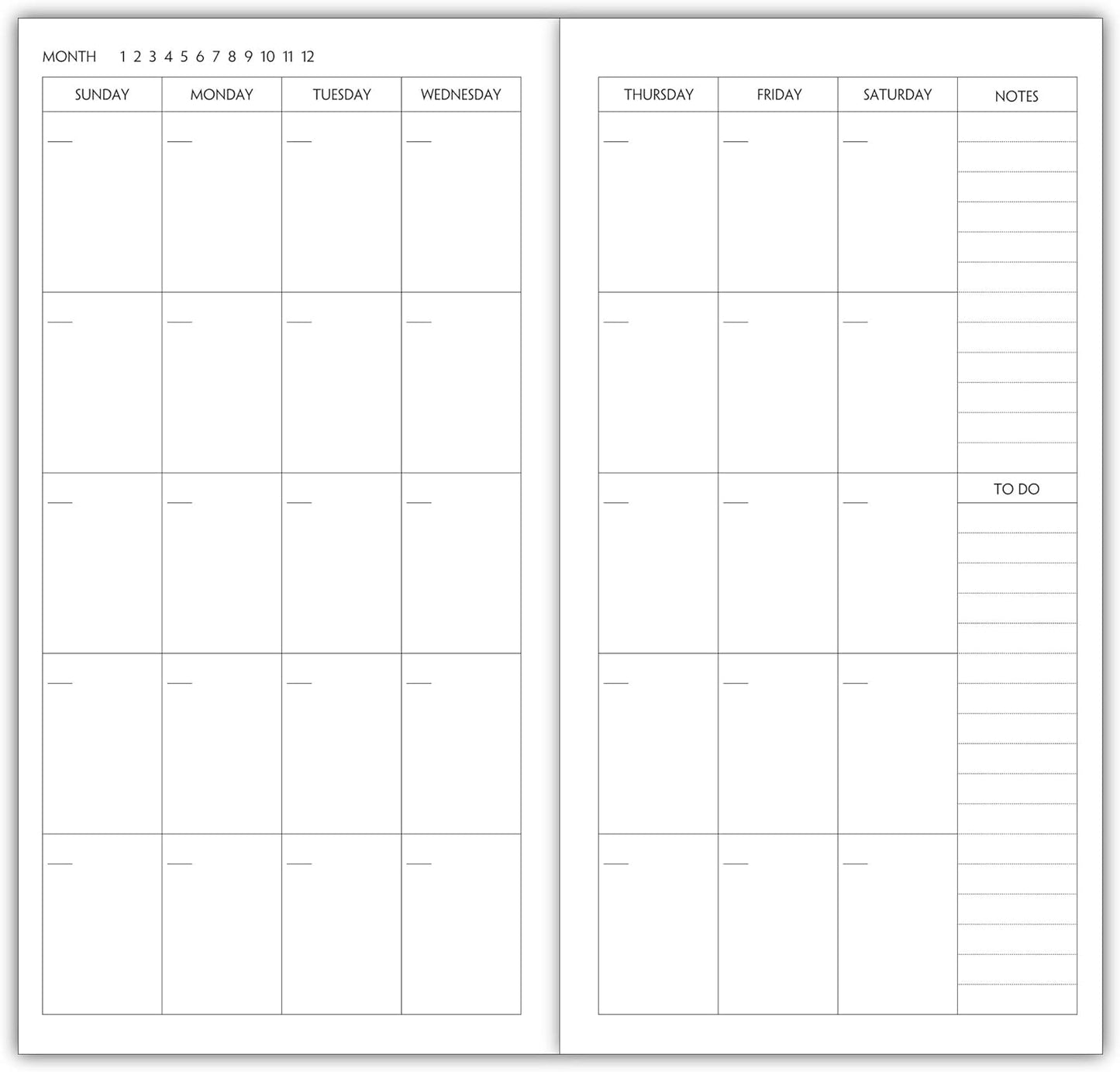 Nokingo 3-Pack Travelers Notebook Calendar, Travelers Notebook Inserts, Undated Traveler Notebooks Monthly, 4.25"x8.25" Traveler Calendar Insert
